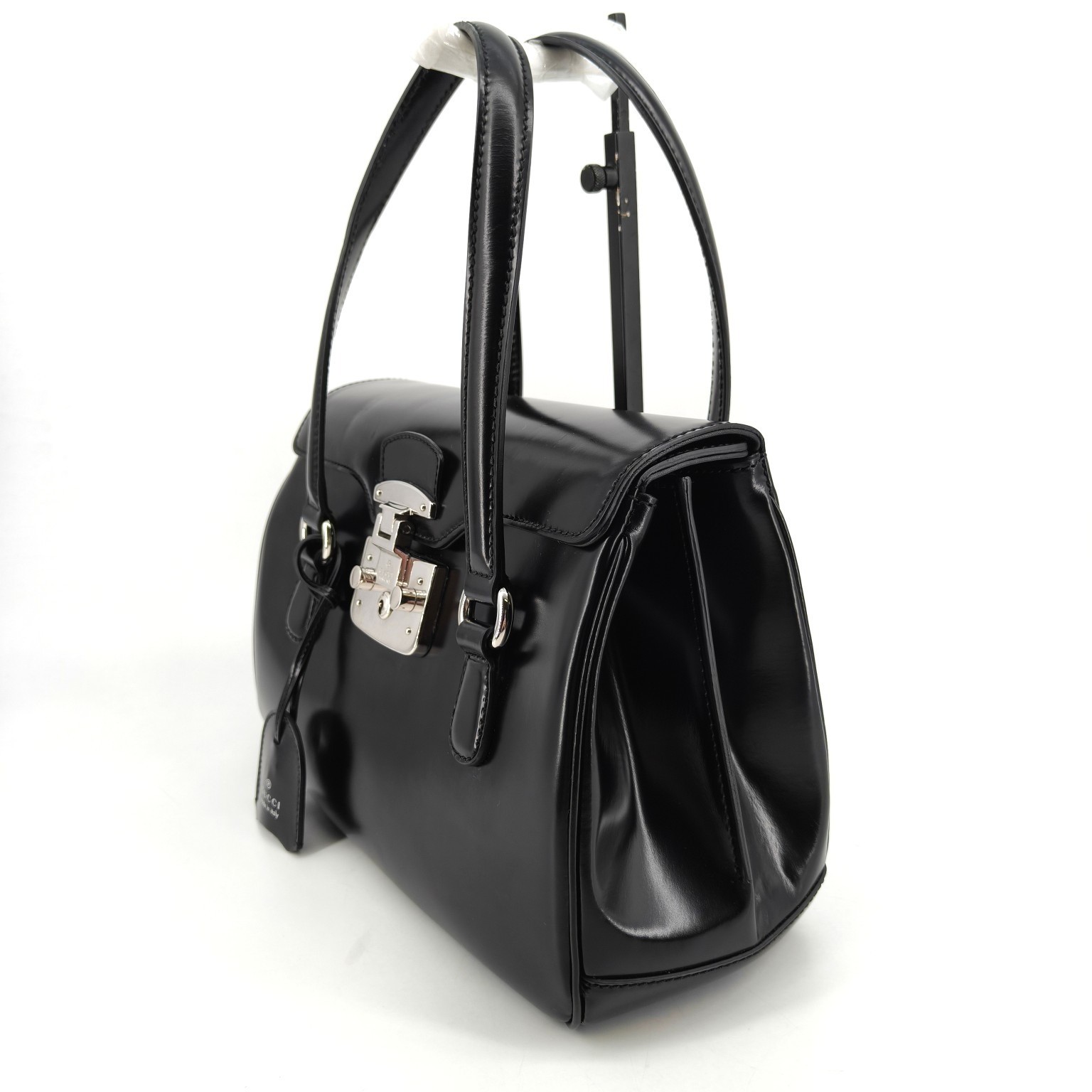 Box Leather Lady Lock Top Handle Flap Ba — view 3
