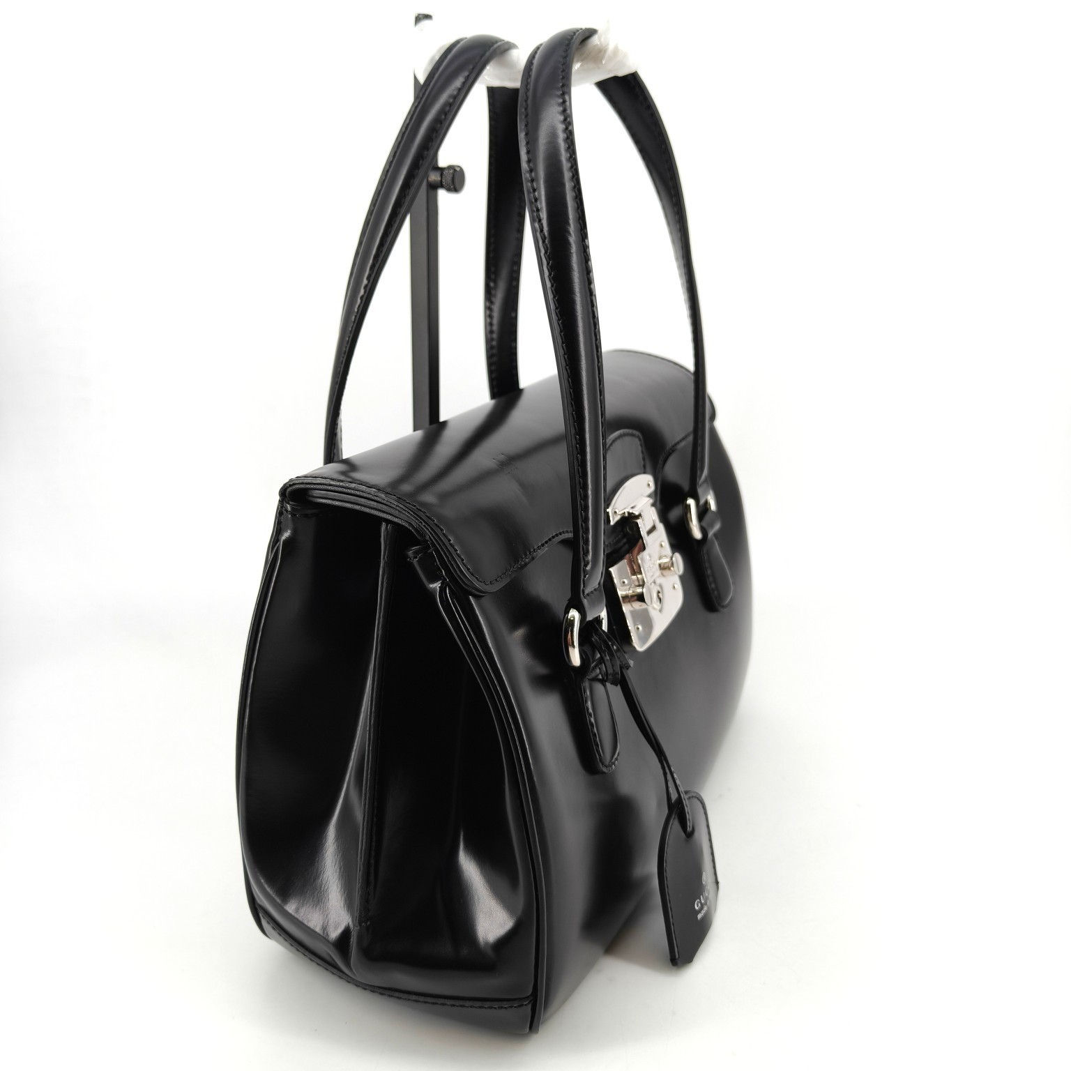 Box Leather Lady Lock Top Handle Flap Ba — view 4