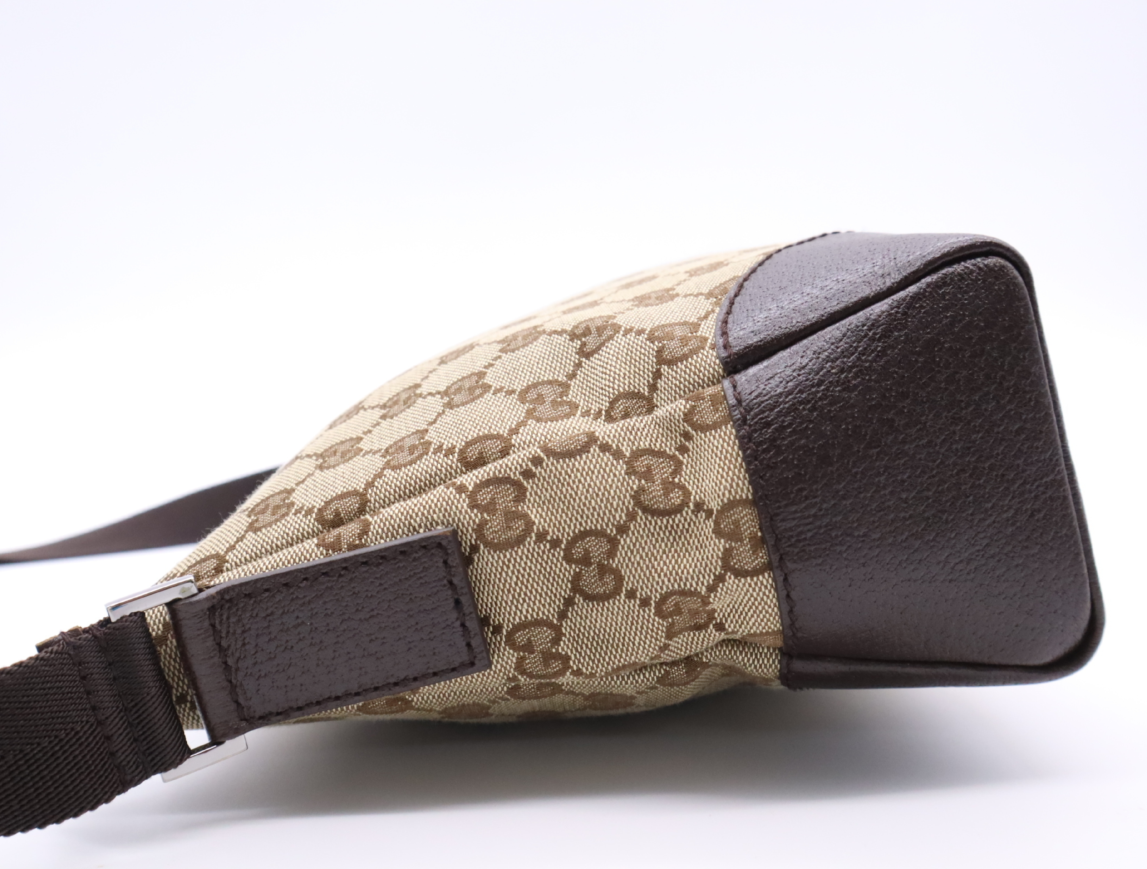 114273 GG Canvas Shoulder Bag, Beige/Brown, Silver Hardware — view 3