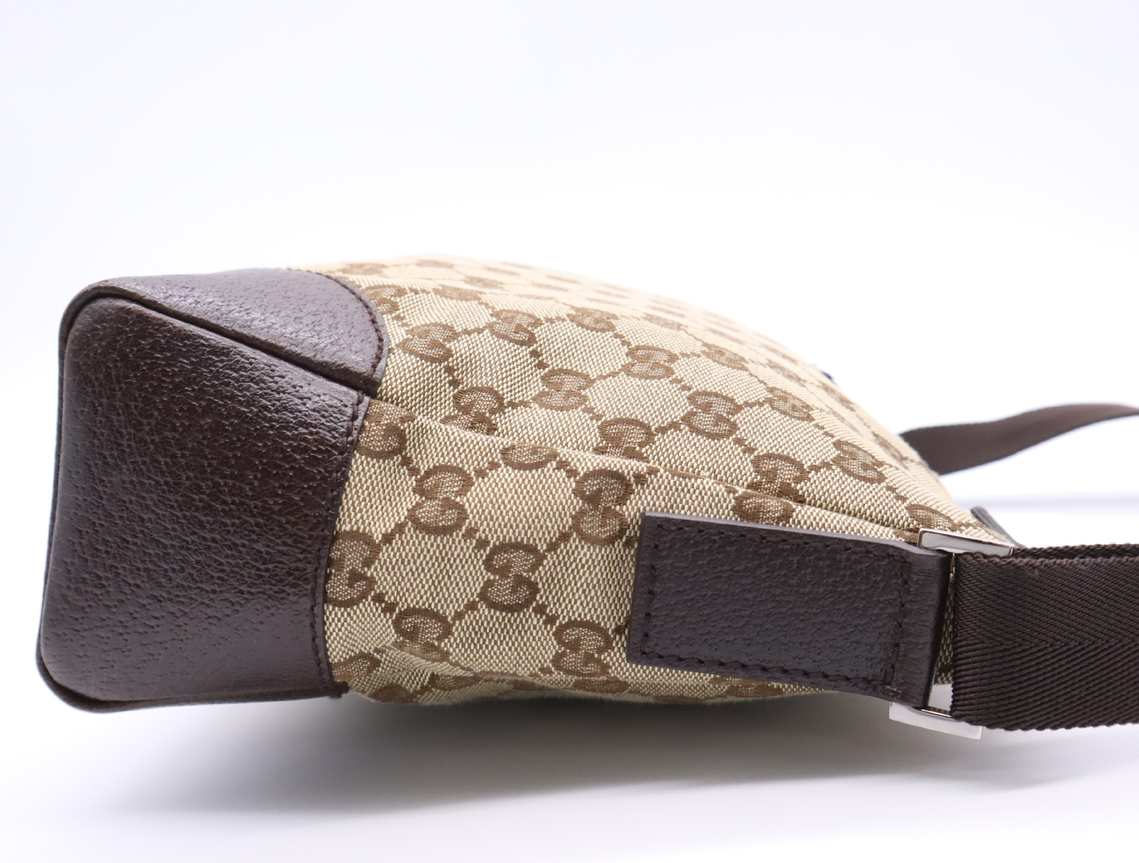 114273 GG Canvas Shoulder Bag, Beige/Brown, Silver Hardware — view 5