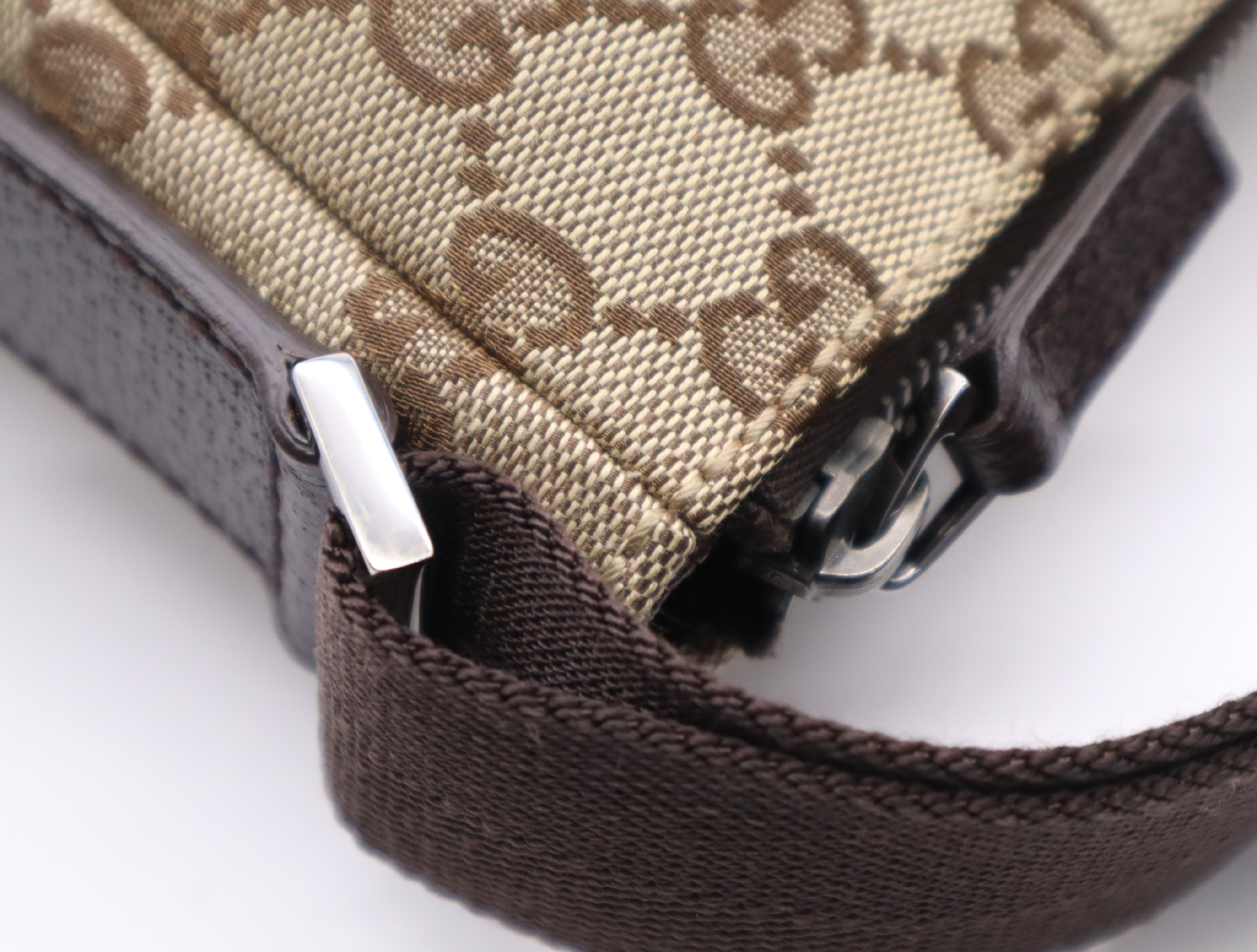114273 GG Canvas Shoulder Bag, Beige/Brown, Silver Hardware — view 8