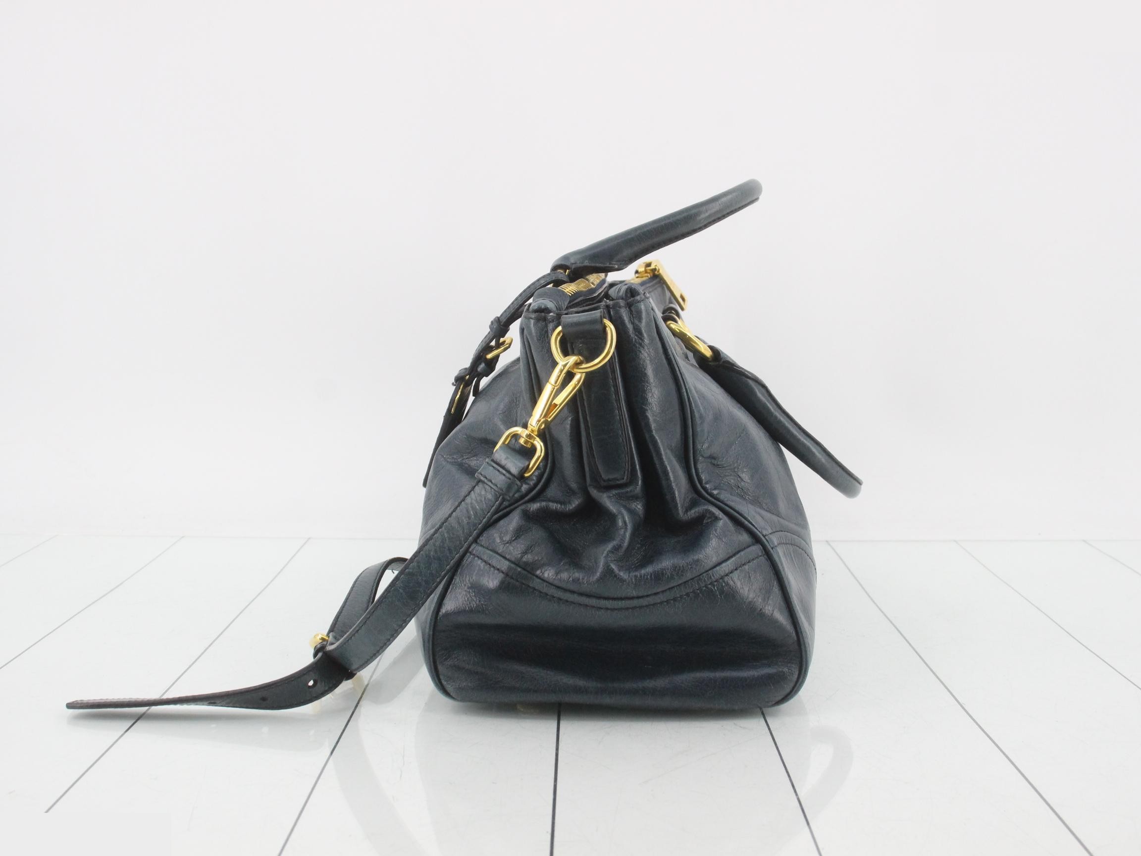 Vitello Shine Leather 2-Way Bag with Shoulder Strap — view 3