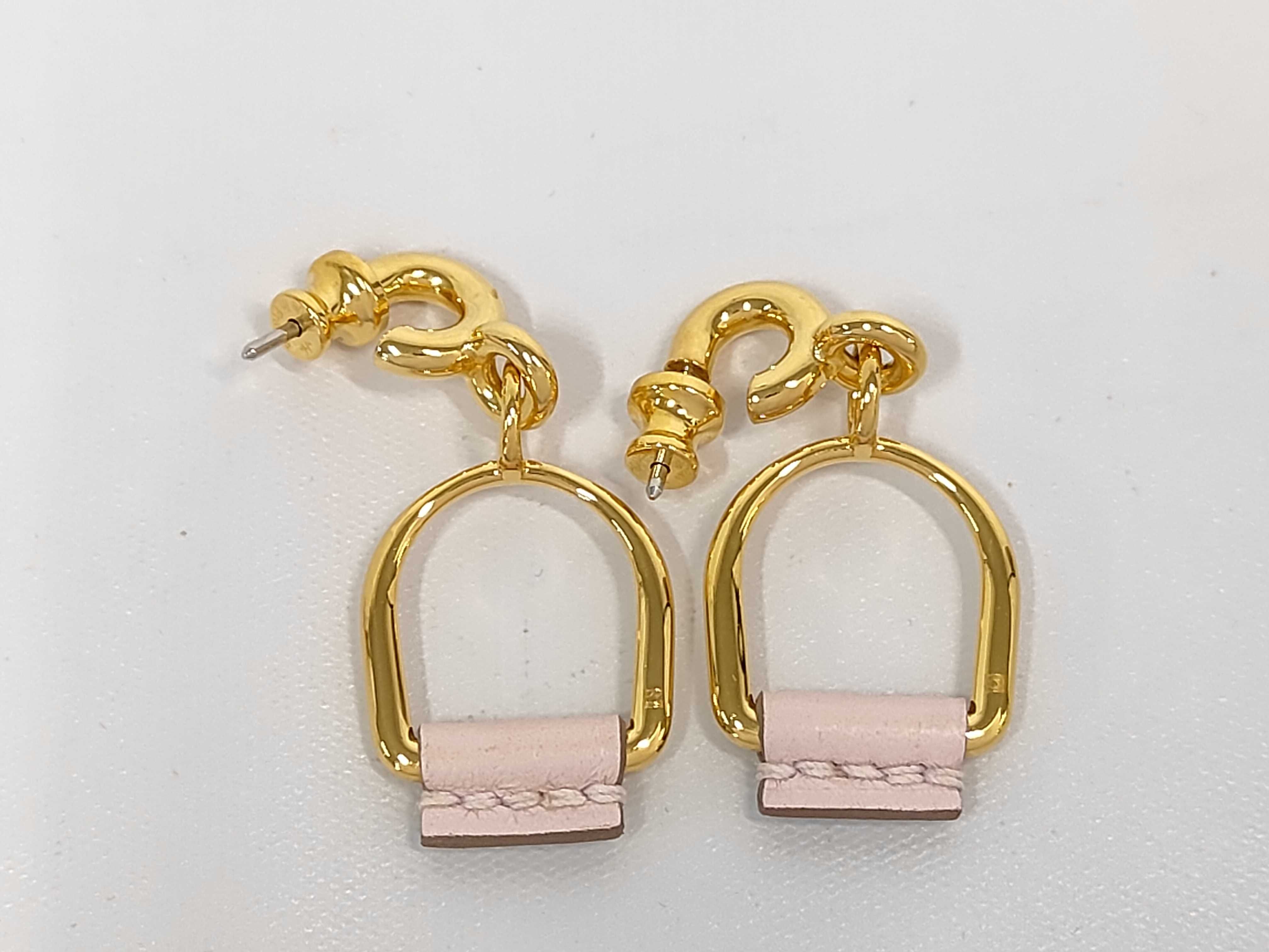 Equestre Earrings, Mauve Pale x Gold Hardware, Hermes Earrings — view 2