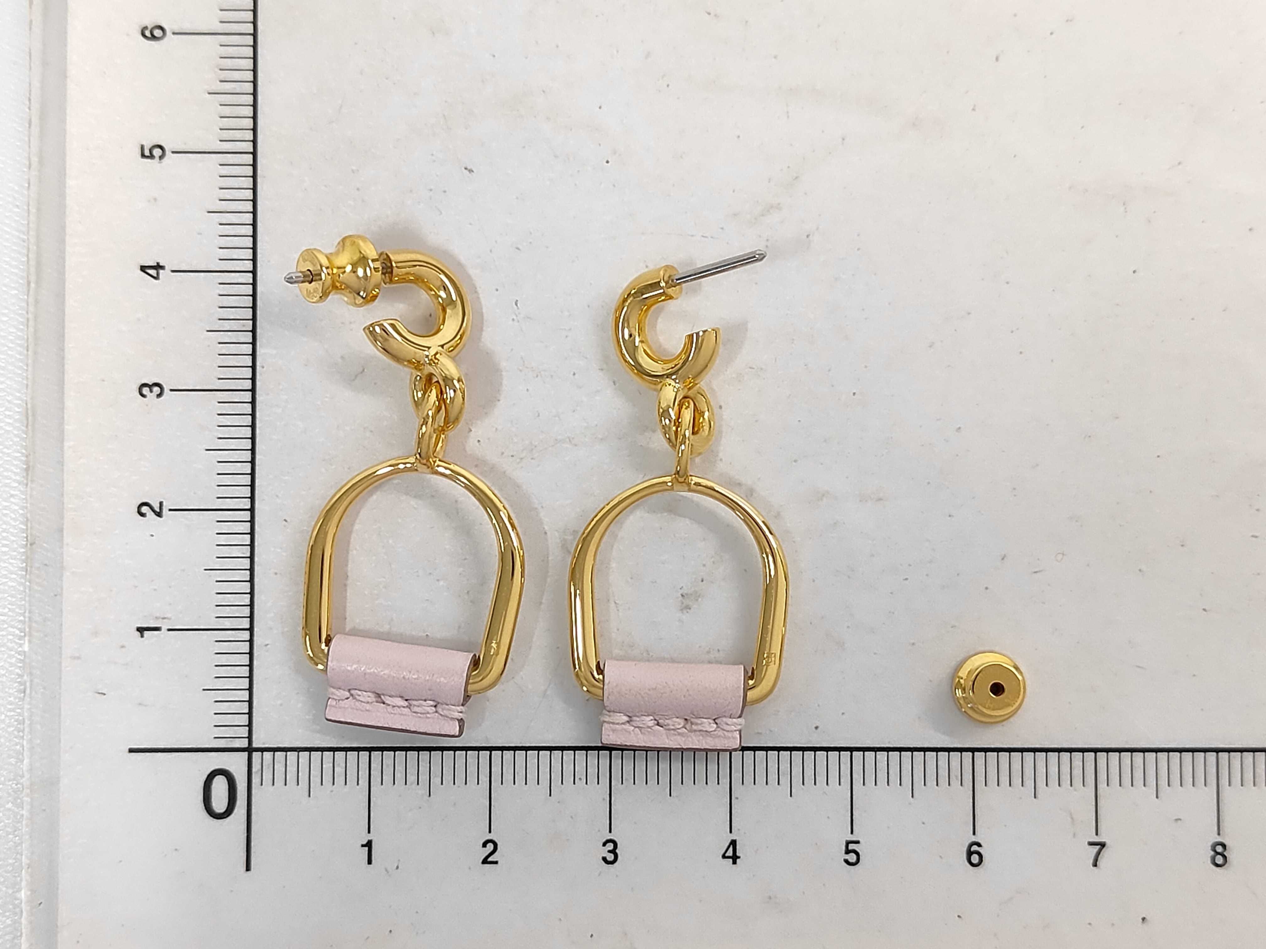 Equestre Earrings, Mauve Pale x Gold Hardware, Hermes Earrings — view 3