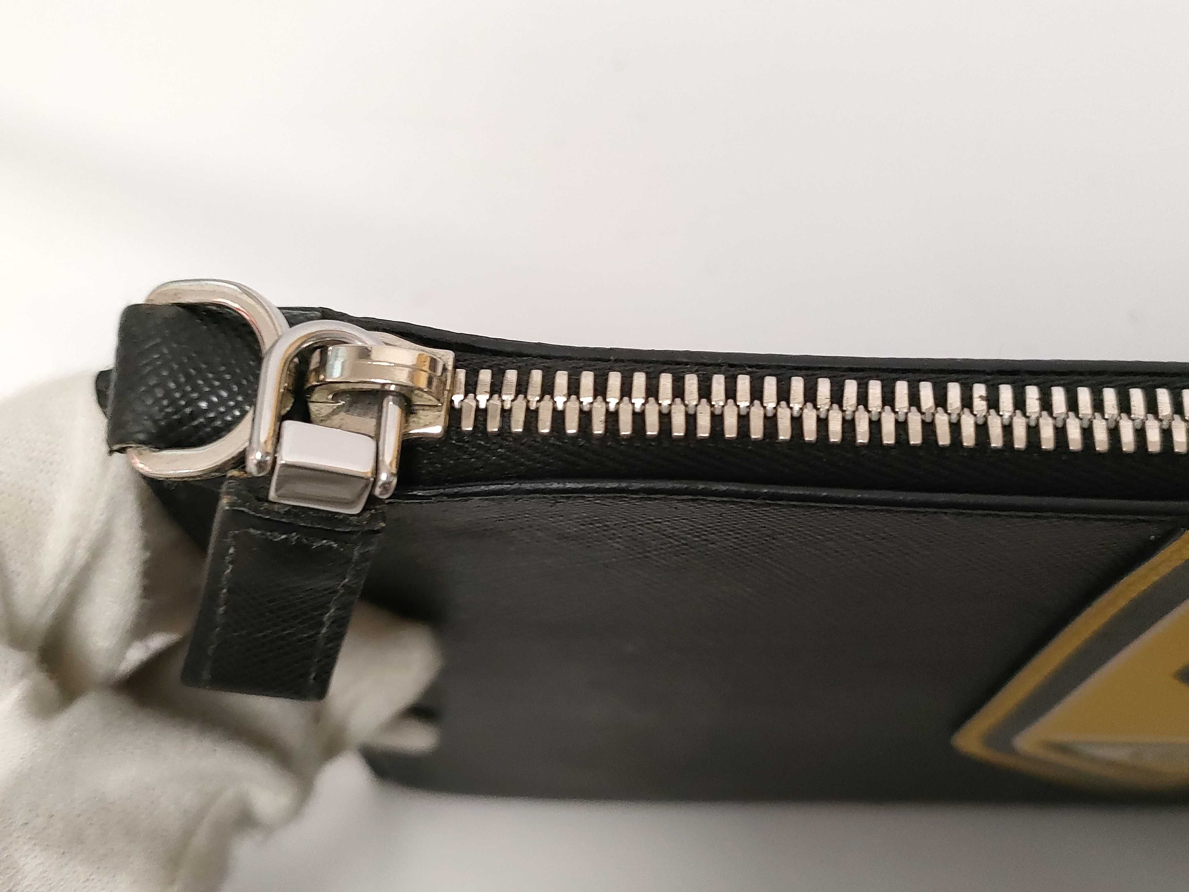 Saffiano Clutch Bag - Black and Yellow — view 3