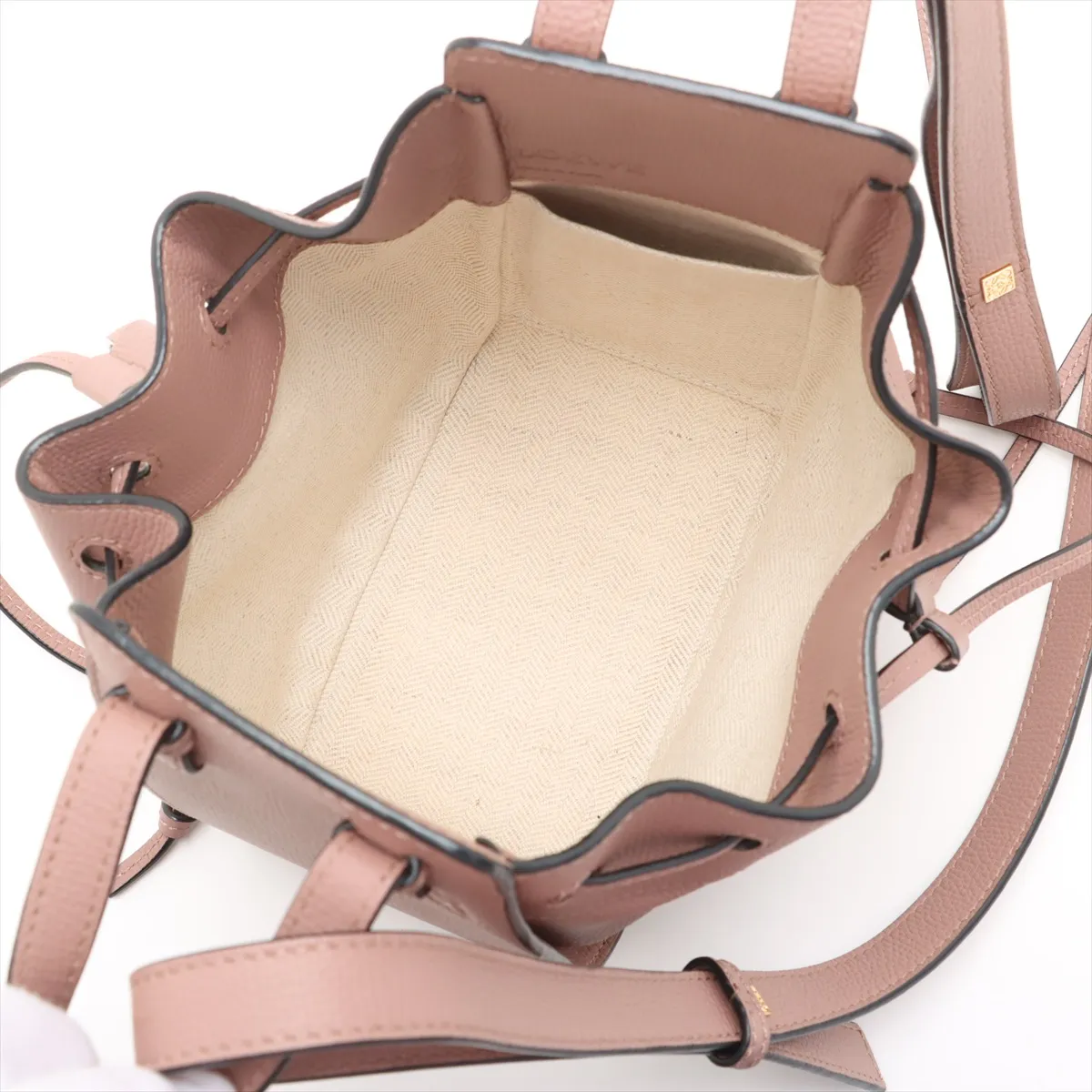 Hammock Drawstring Mini Leather 2WAY Handbag Pink — view 8