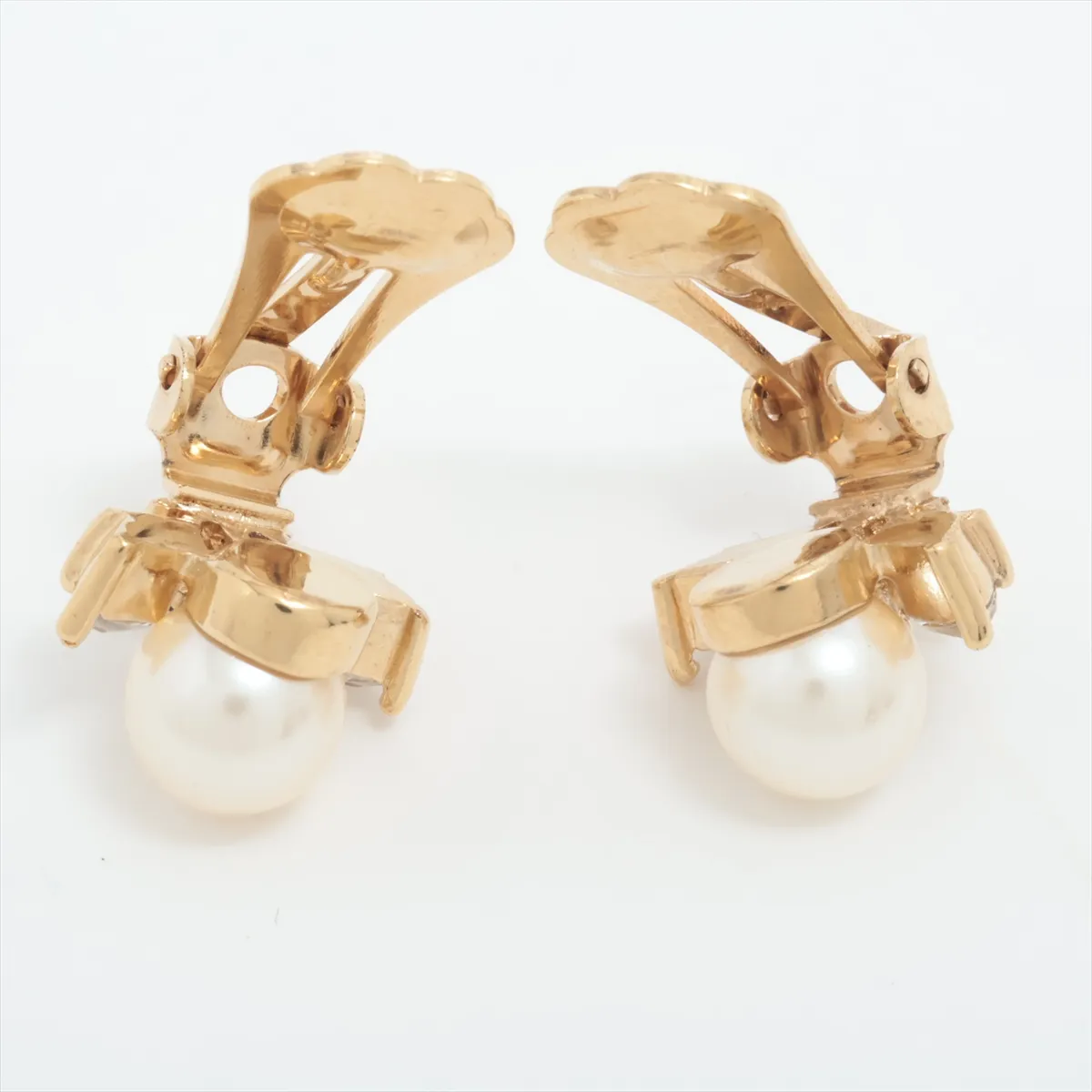 Earrings (for both ears) GP x Rhinestone x Faux Pearl Gold — view 4