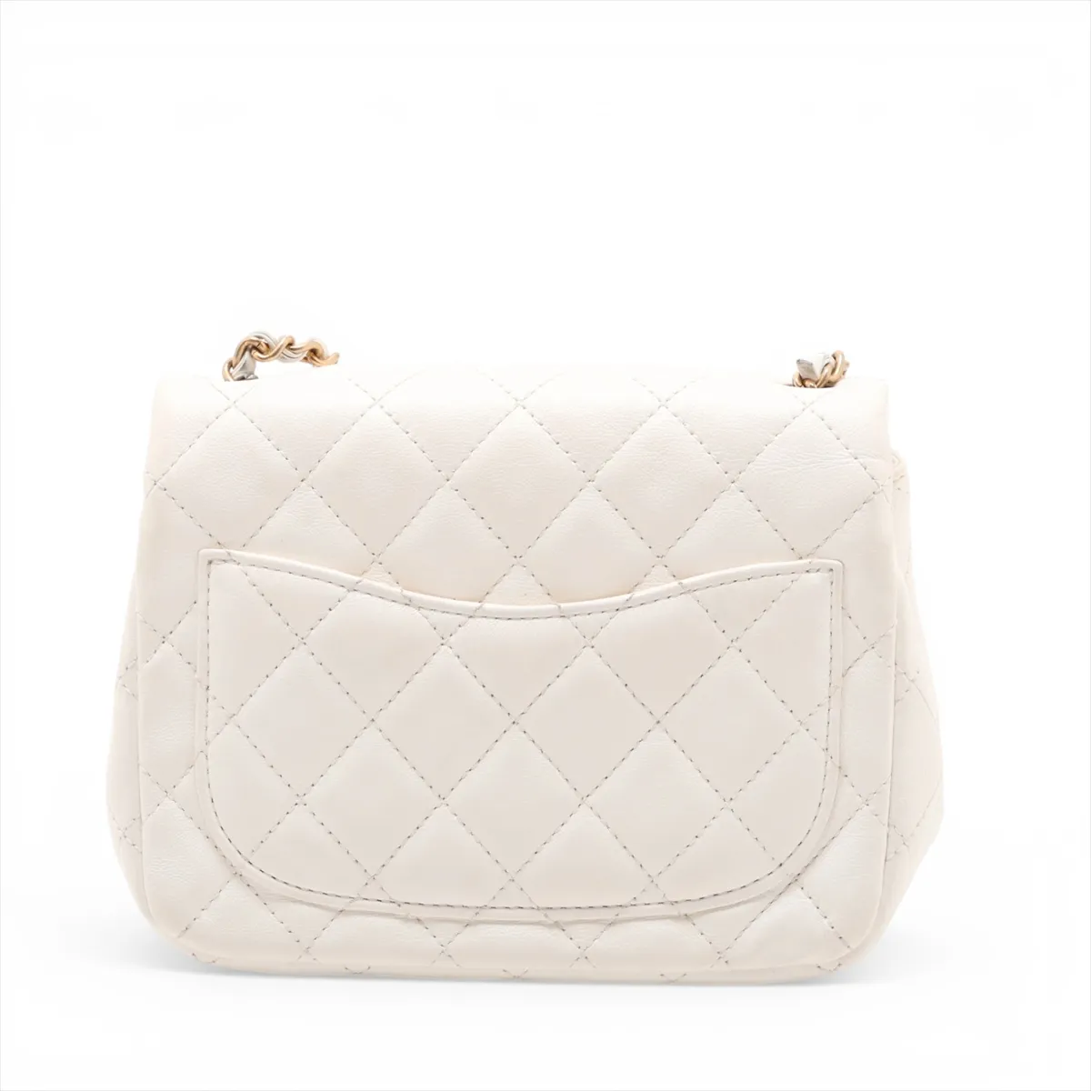 Matelassé Lambskin Single Flap Single Chain Bag, White with Gold Hardware, 30607958 (Serial Number in the 30s), AS2203 — view 2