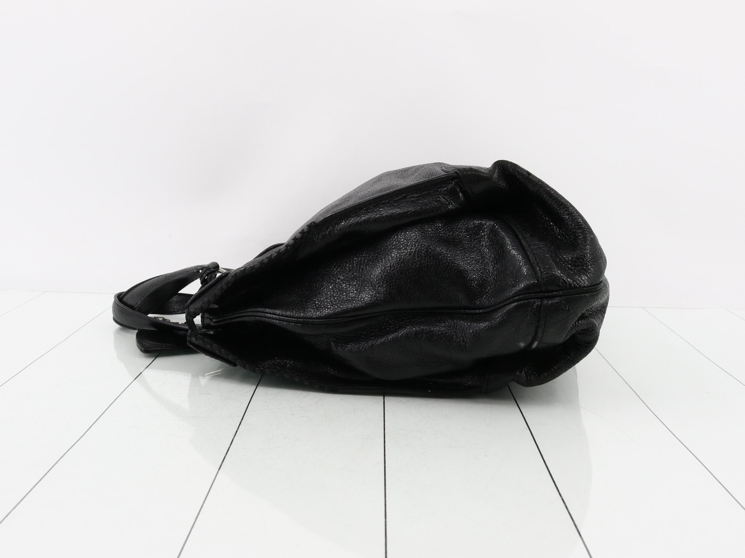 Leather Orlov tote bag, black, silver hardware, with charm. — view 4
