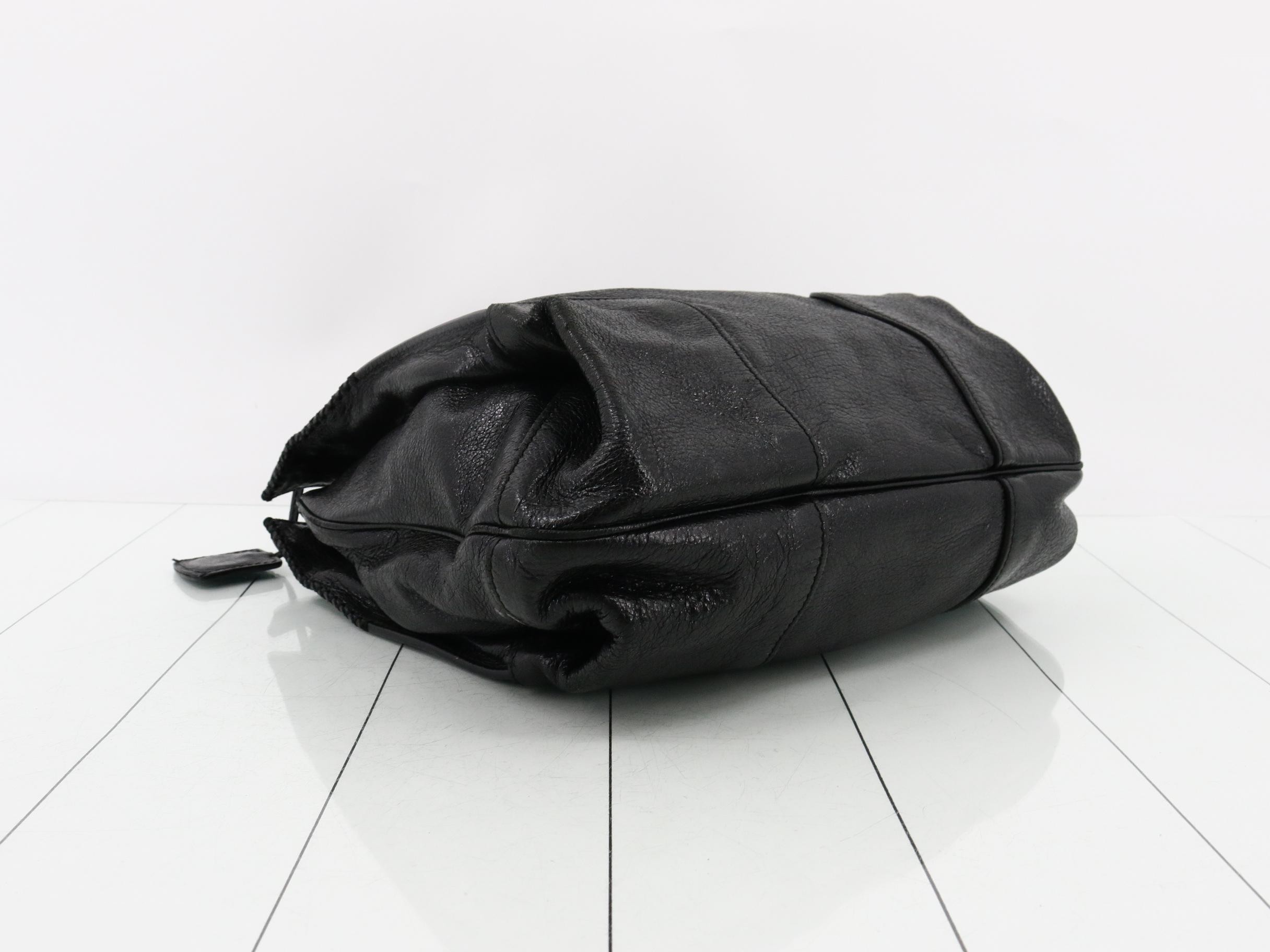 Leather Orlov tote bag, black, silver hardware, with charm. — view 5