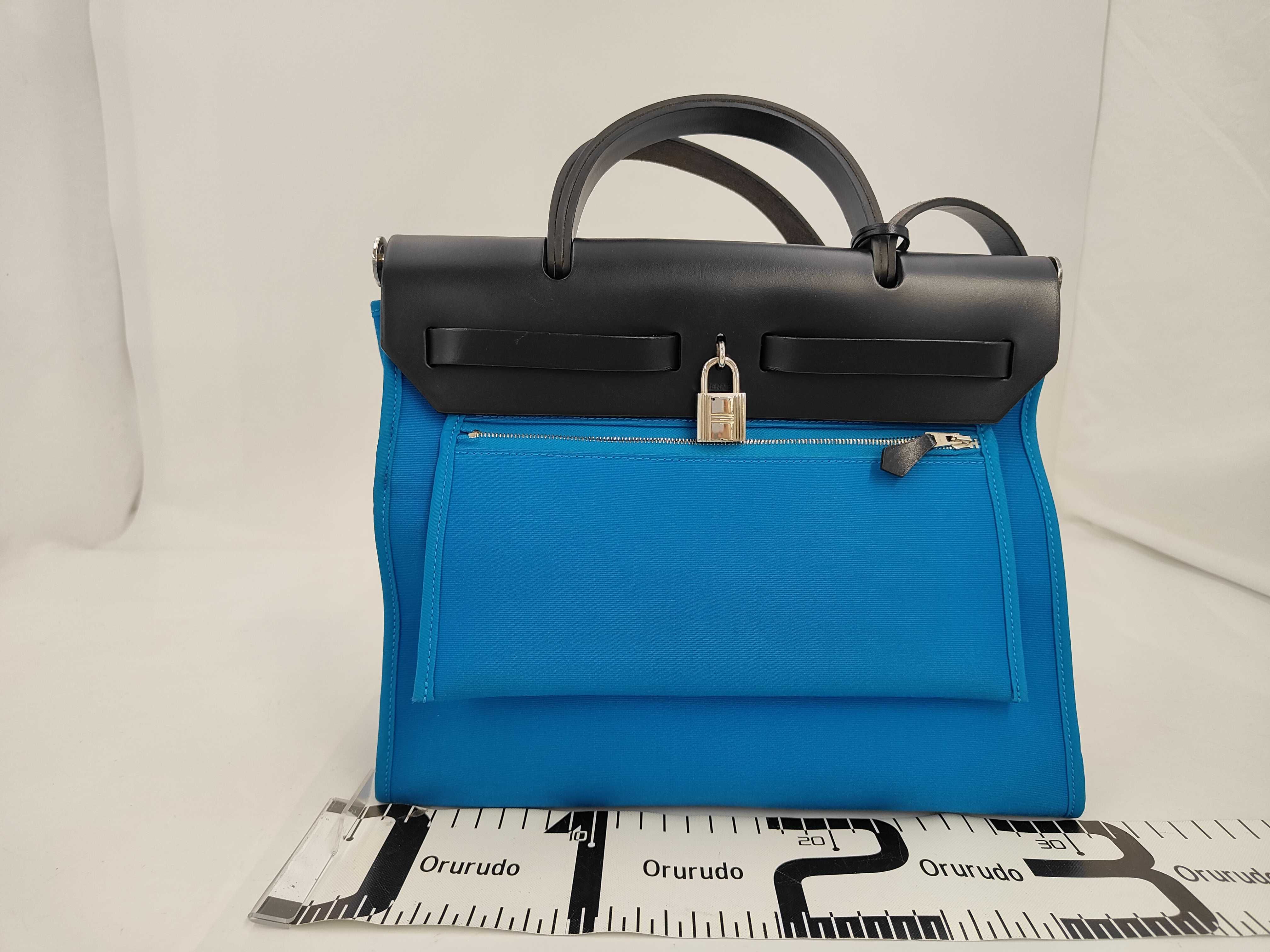 Herbag Zip PM Toile Officier x Vache Hunter Blue x Black Silver Hardware X Stamp Shoulder Bag — view 2