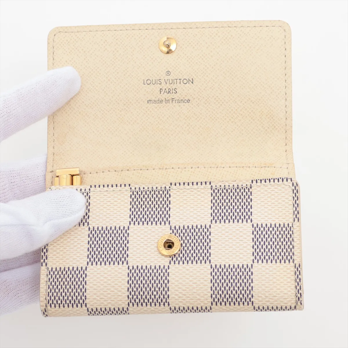Damier Azur Multicles 6 N61745 CT0112 Ivory Key Case — view 3