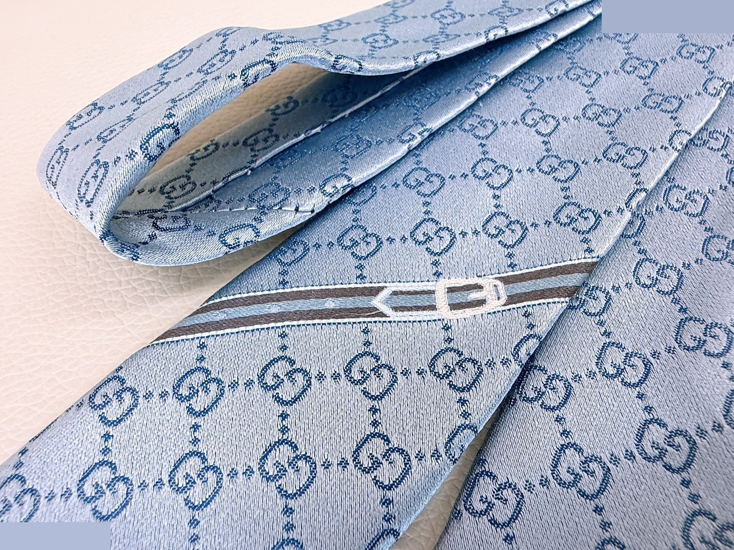 GG pattern jacquard silk tie, blue — view 4