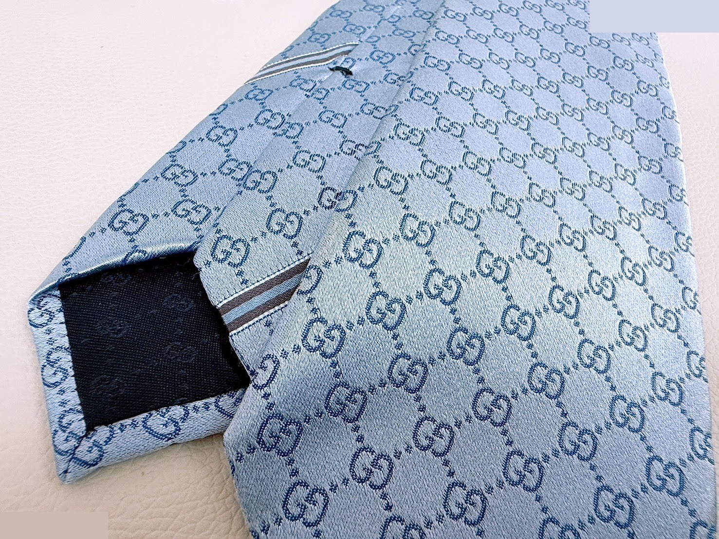 GG pattern jacquard silk tie, blue — view 5