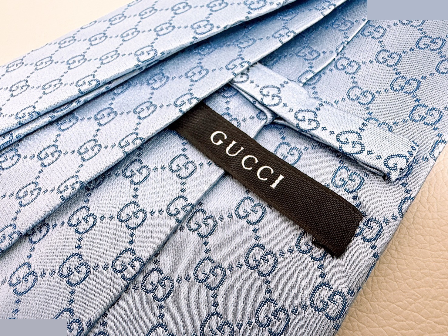 GG pattern jacquard silk tie, blue — view 6