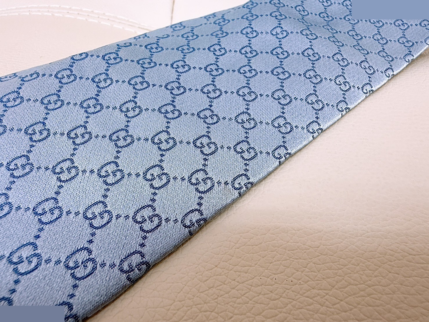 GG pattern jacquard silk tie, blue — view 9