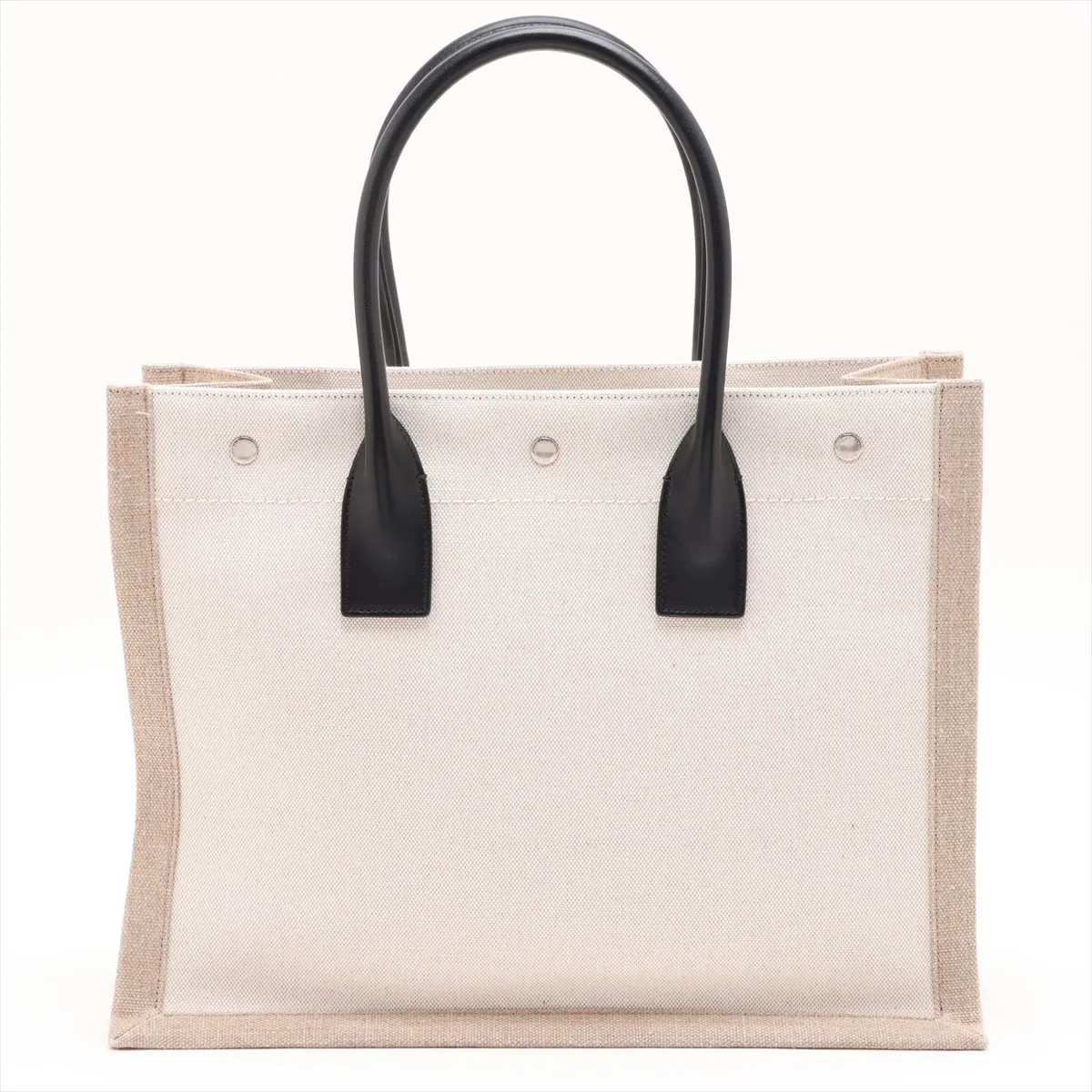 Rive Gauche 617481 Canvas x Leather Tote Bag Beige x Black — view 2