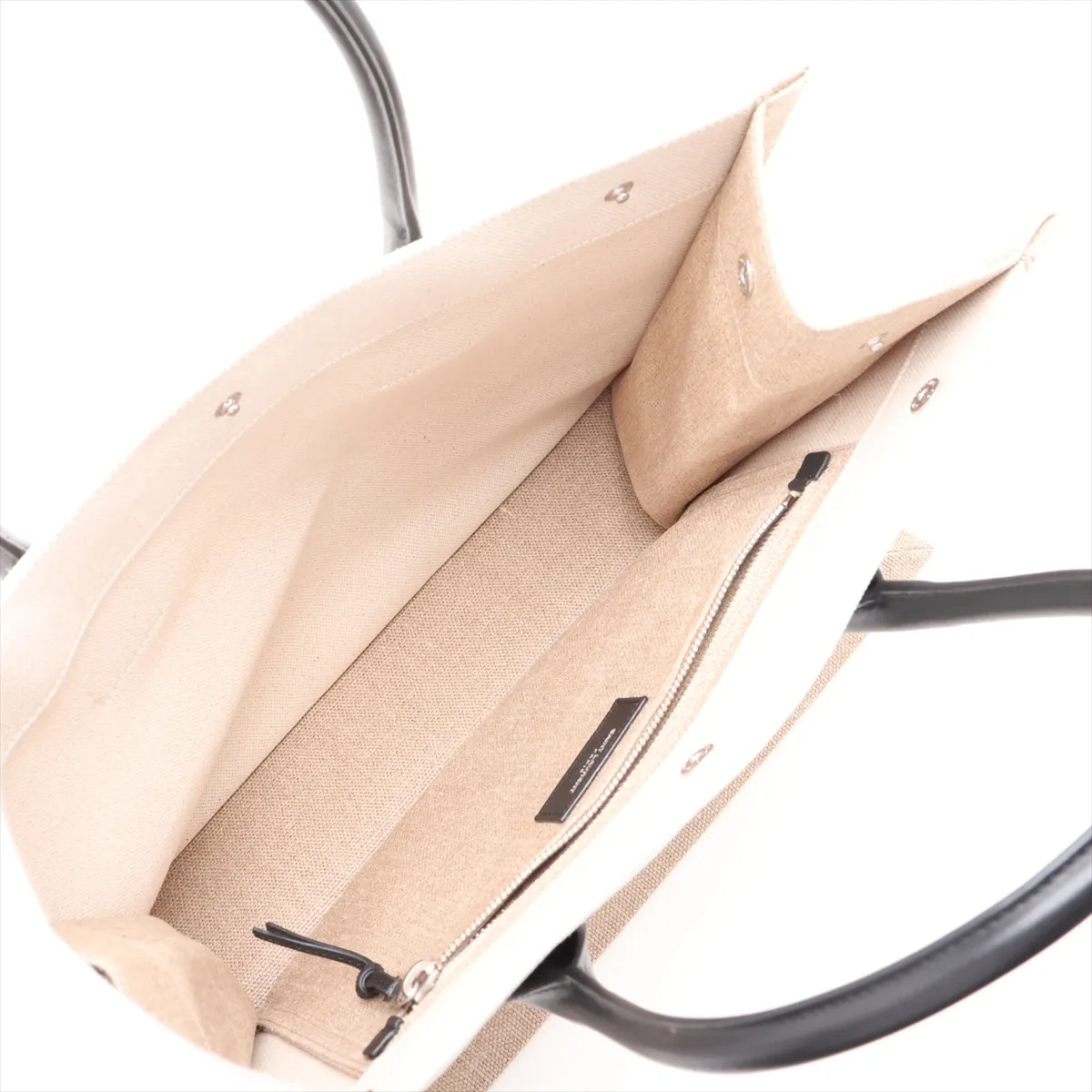 Rive Gauche 617481 Canvas x Leather Tote Bag Beige x Black — view 7