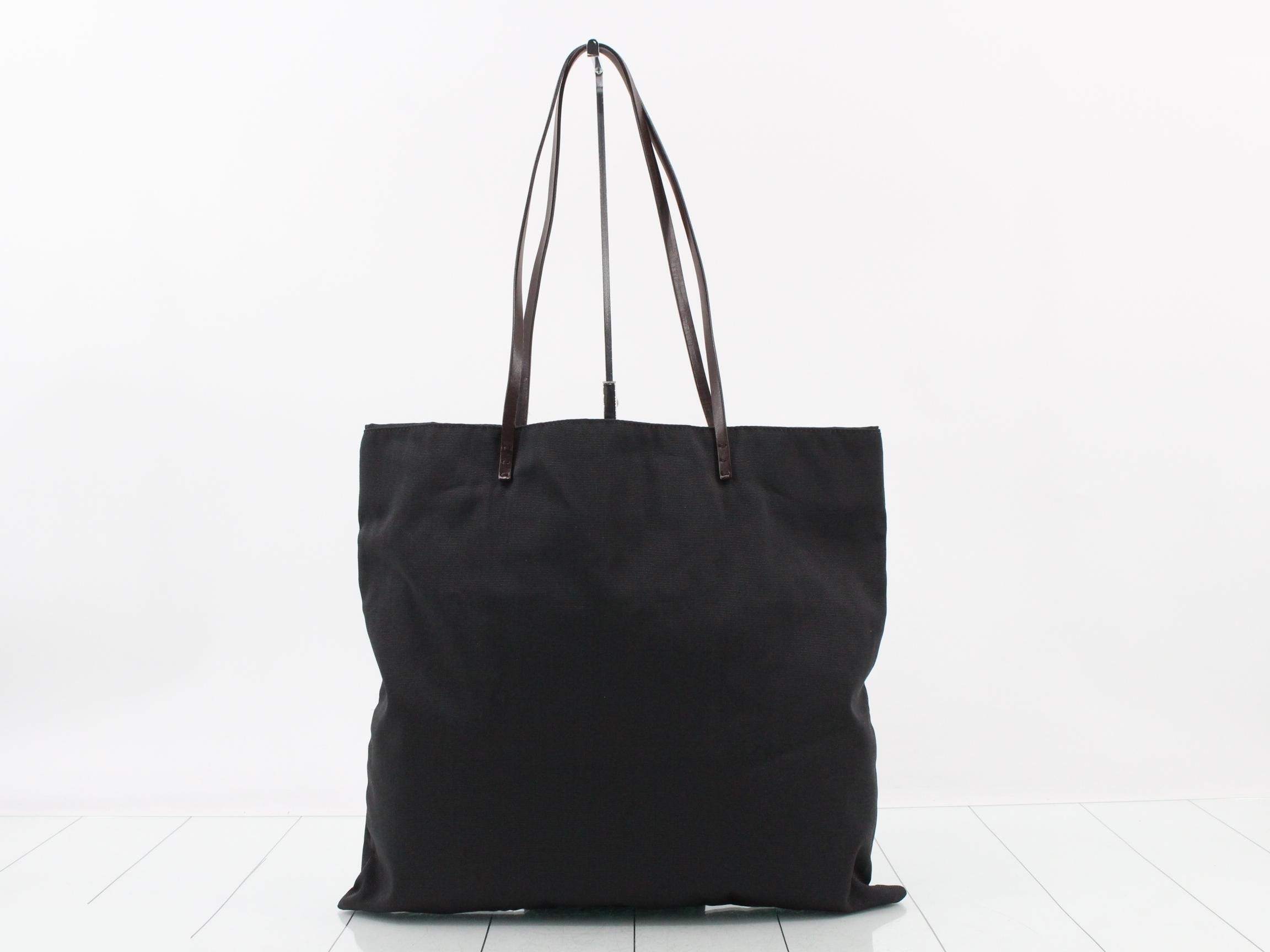 Nylon Logo Tote Bag, Black — view 2