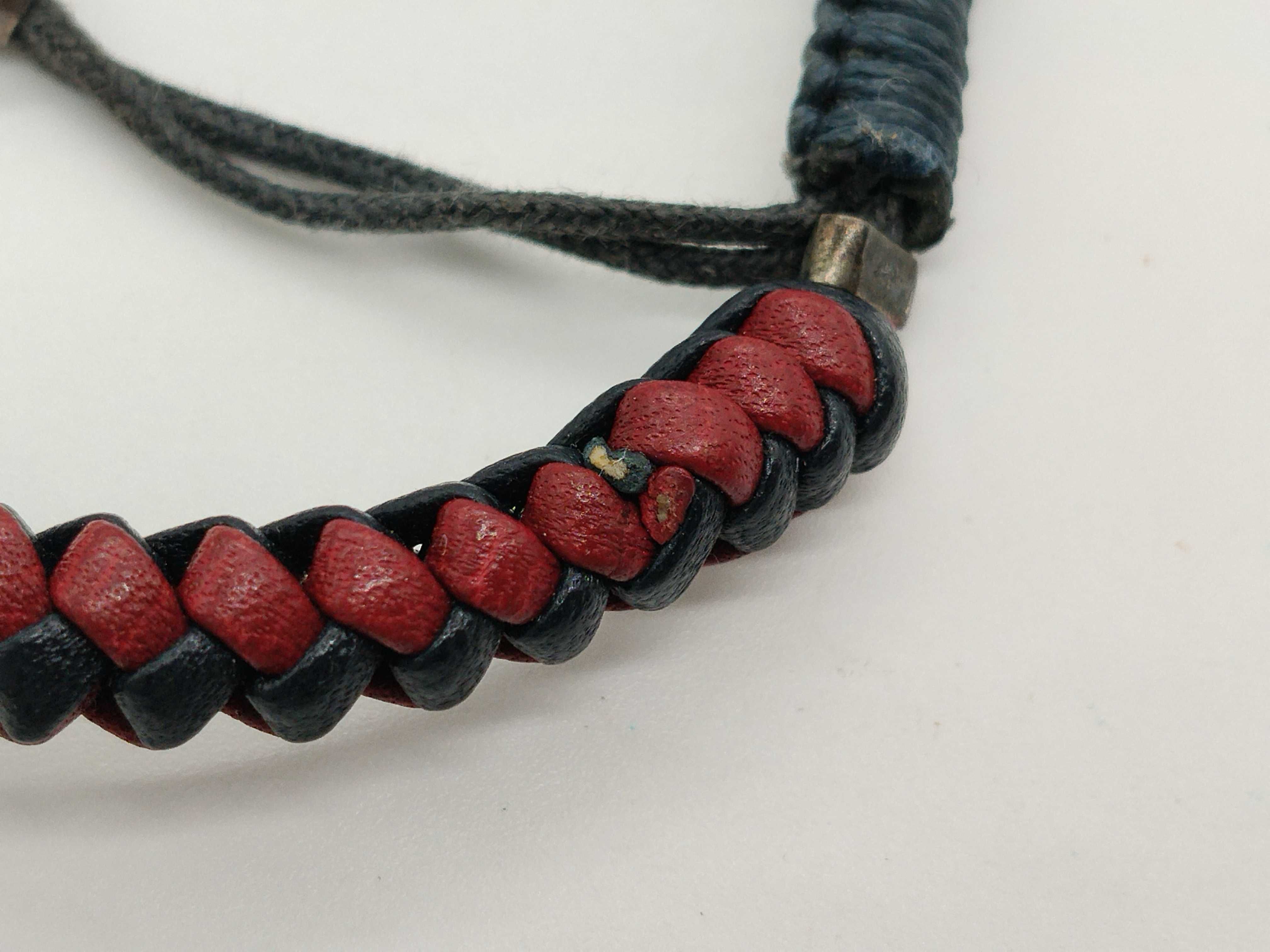 Crest Emblem Braided Leather Sterling Silver 925 (SV) Red Navy Bracelet Bracelet/Bangle — view 9