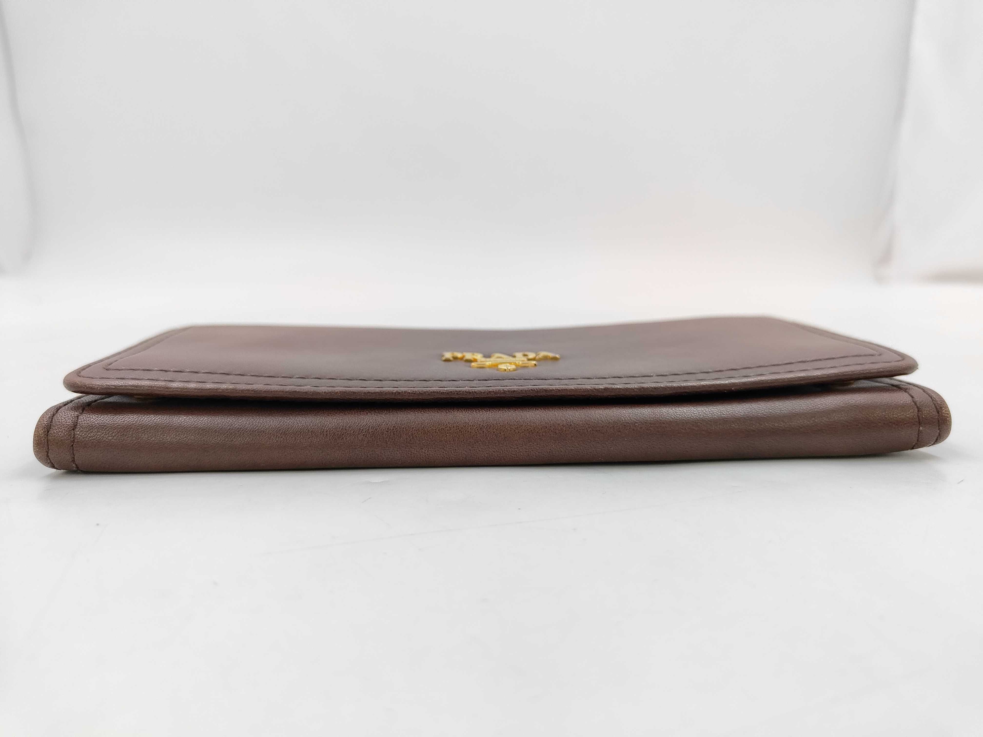 flap-style long wallet, calf leather, brown wallet — view 3