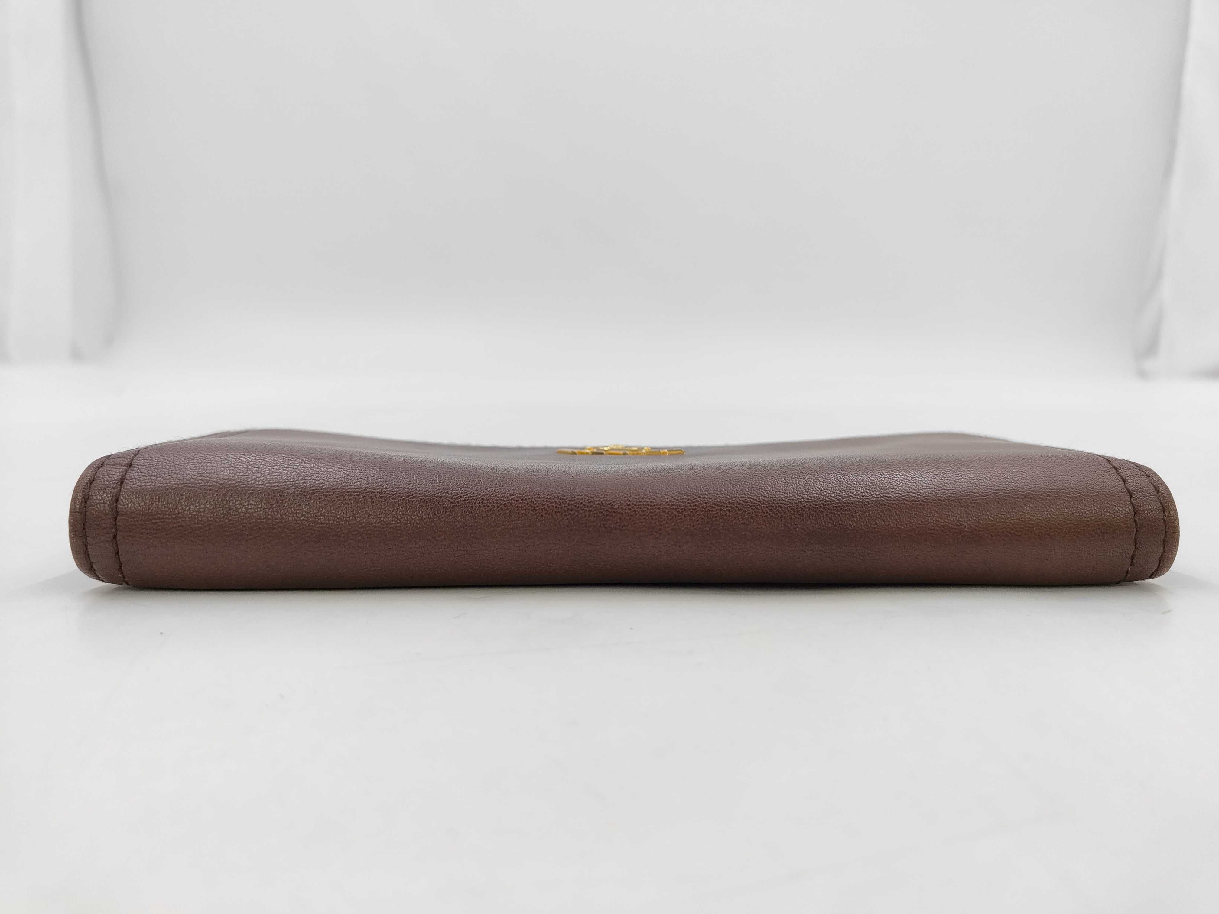flap-style long wallet, calf leather, brown wallet — view 5