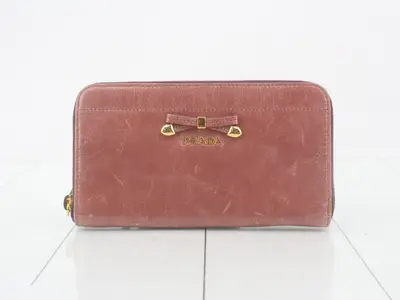 Long wallet, pink, leather