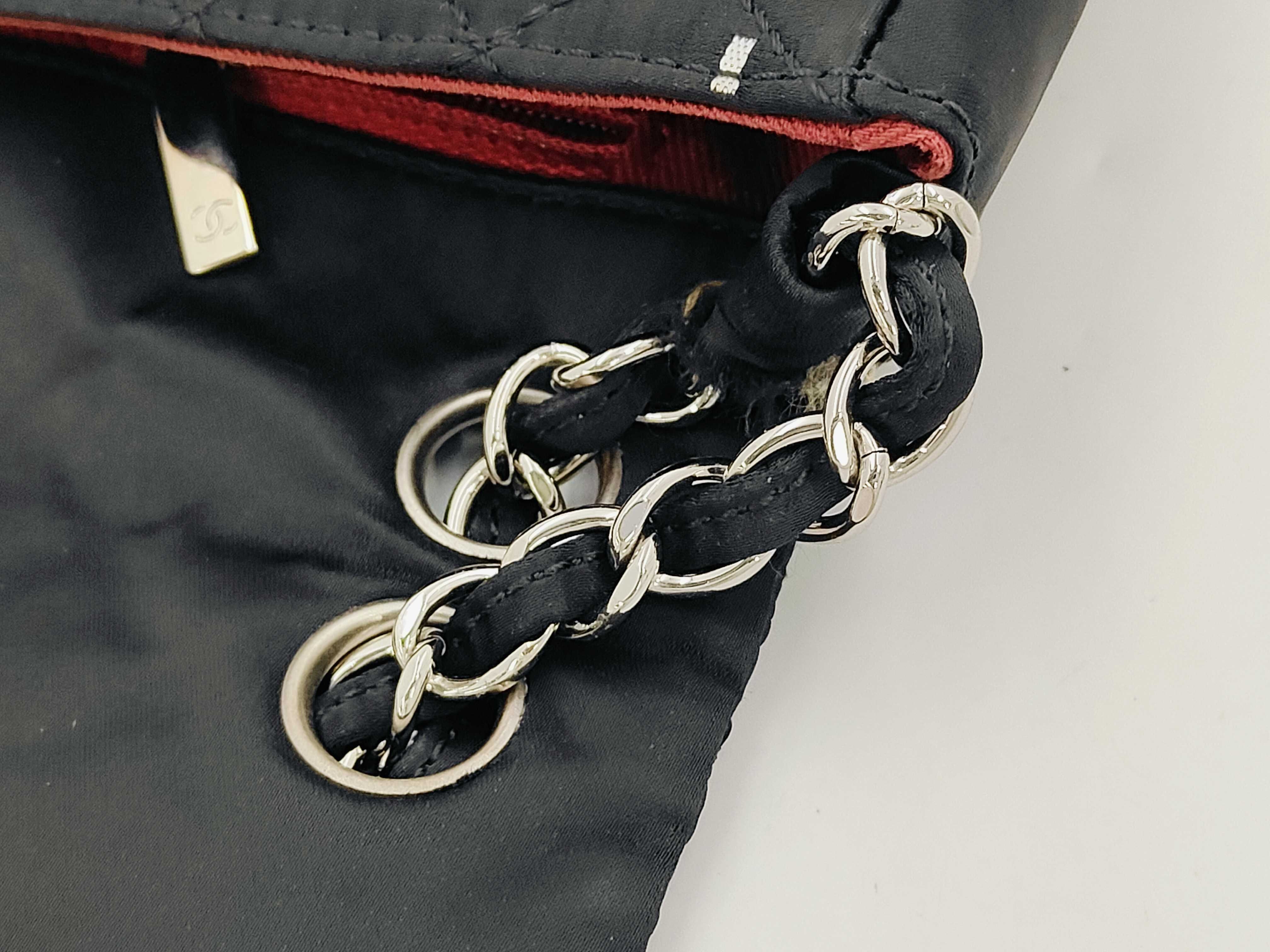 Chain Shoulder Bag, Canvas, Black — view 5