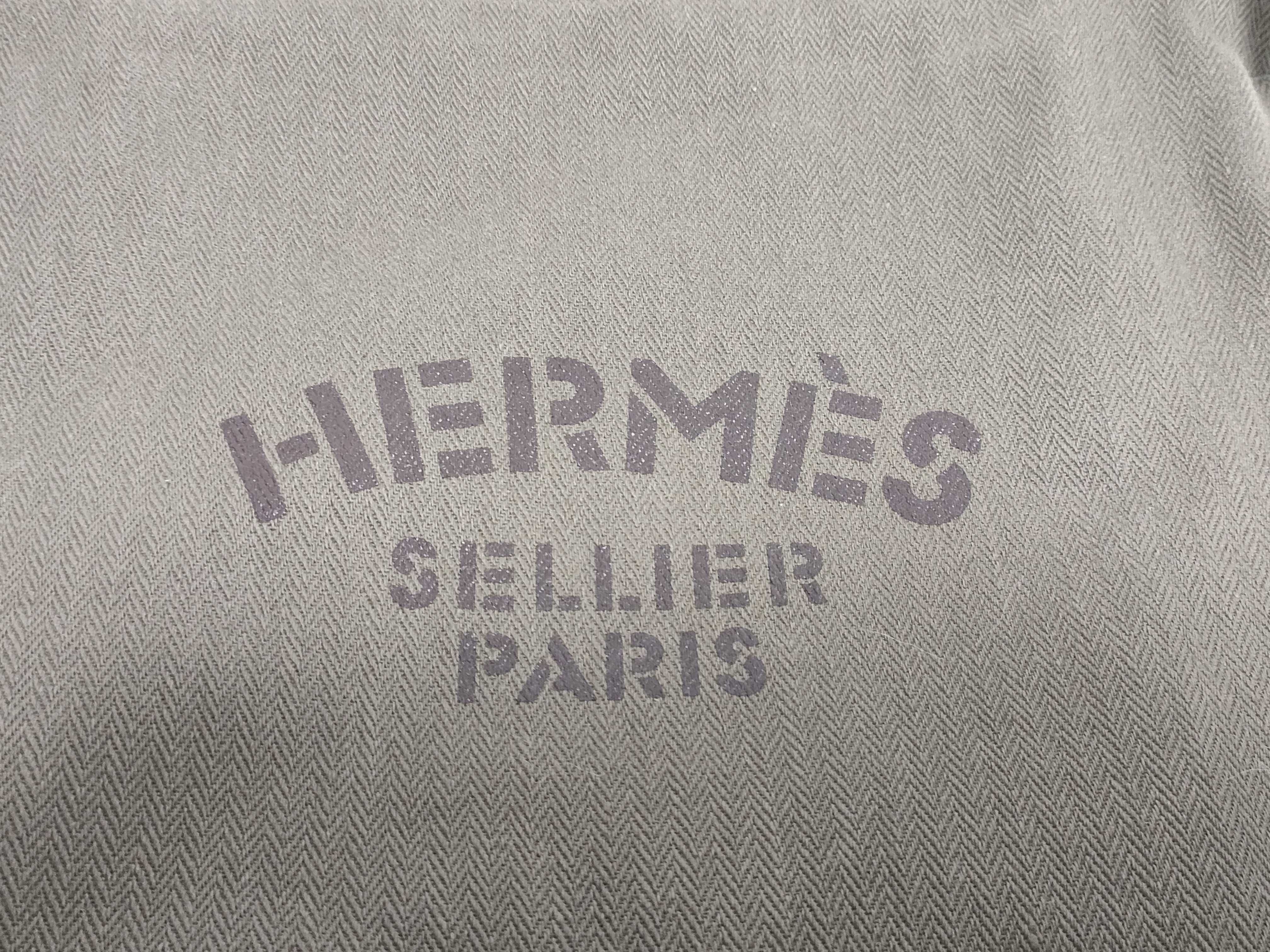 Marine Toile Chevron x Leather Tote Bag, Khaki, Silver Hardware, Y Stamp, 2020, Quick Checked. — view 12
