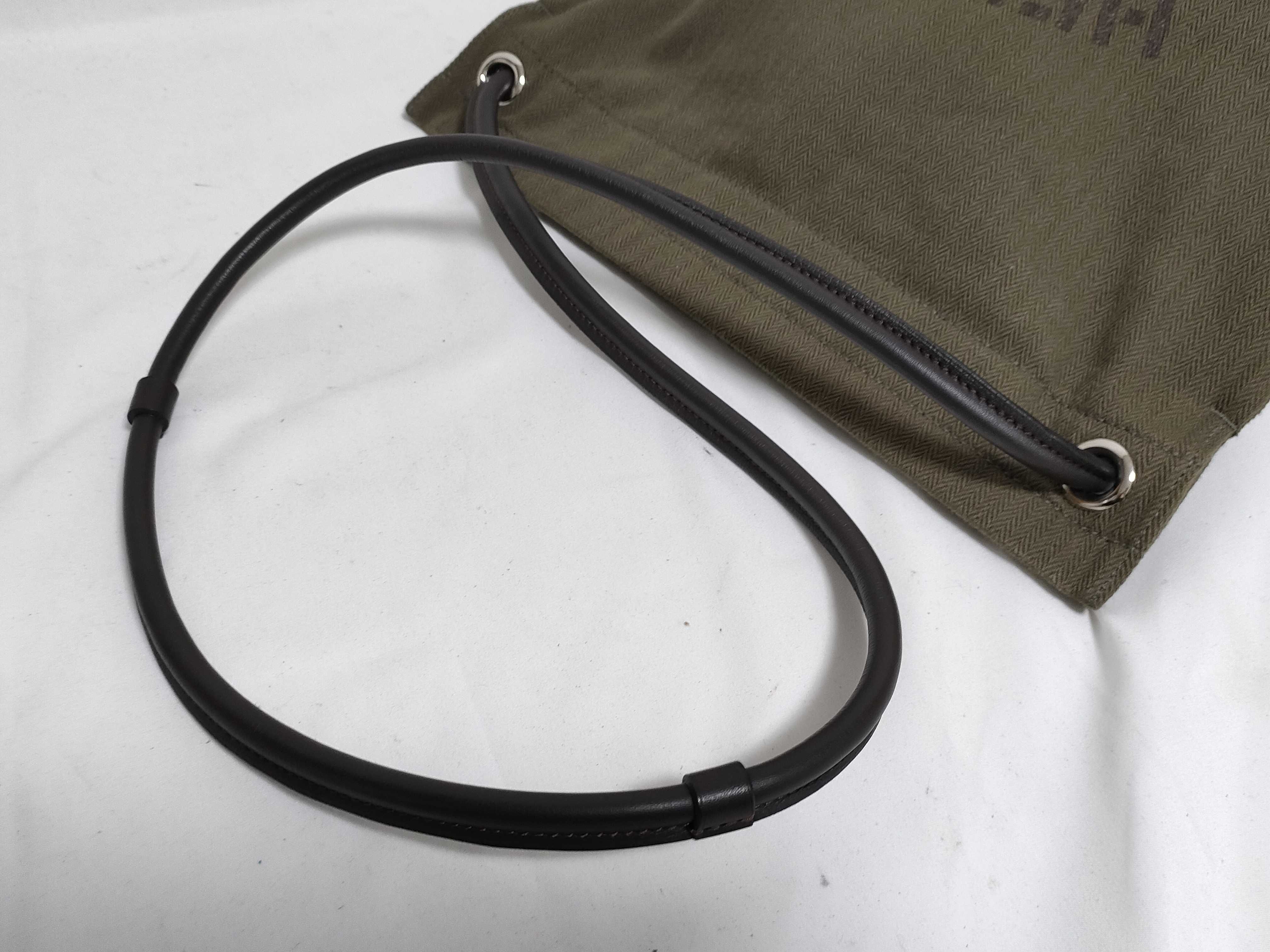 Marine Toile Chevron x Leather Tote Bag, Khaki, Silver Hardware, Y Stamp, 2020, Quick Checked. — view 3