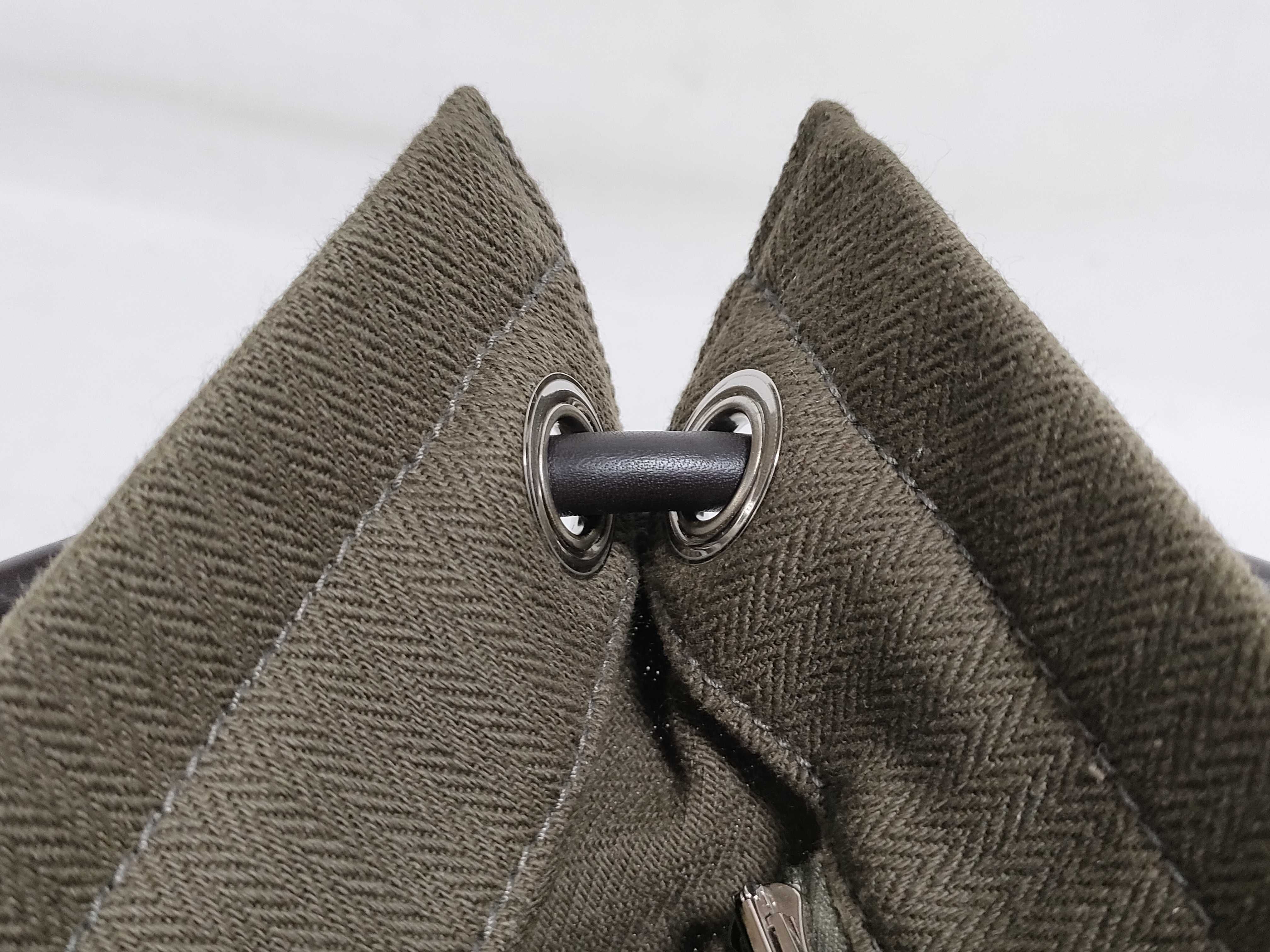 Marine Toile Chevron x Leather Tote Bag, Khaki, Silver Hardware, Y Stamp, 2020, Quick Checked. — view 8