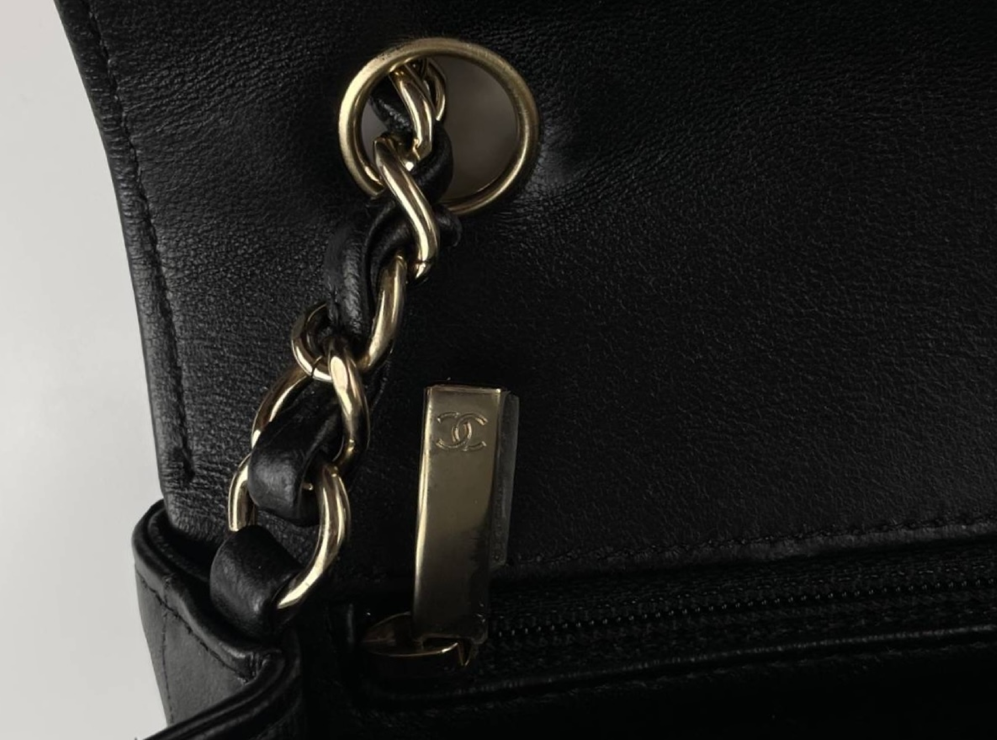 Mini Matelassé Chevron V-stitch Chain Shoulder Bag, Black with Gold Hardware — view 7