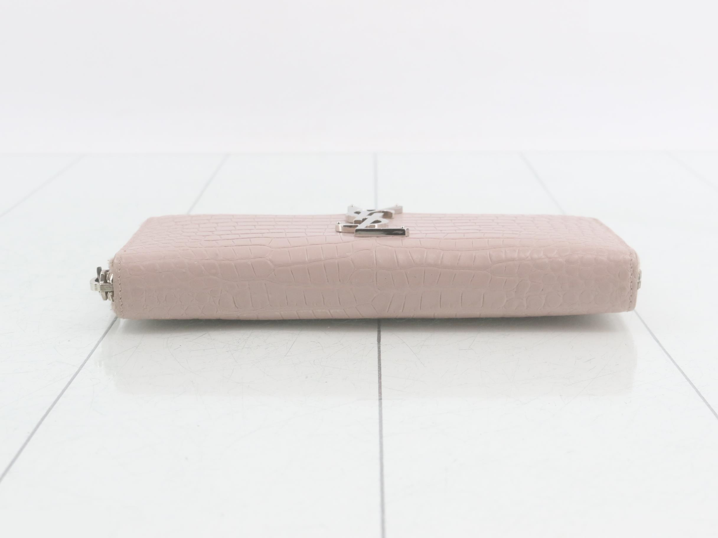 logo long wallet, round shape, leather, beige — view 3