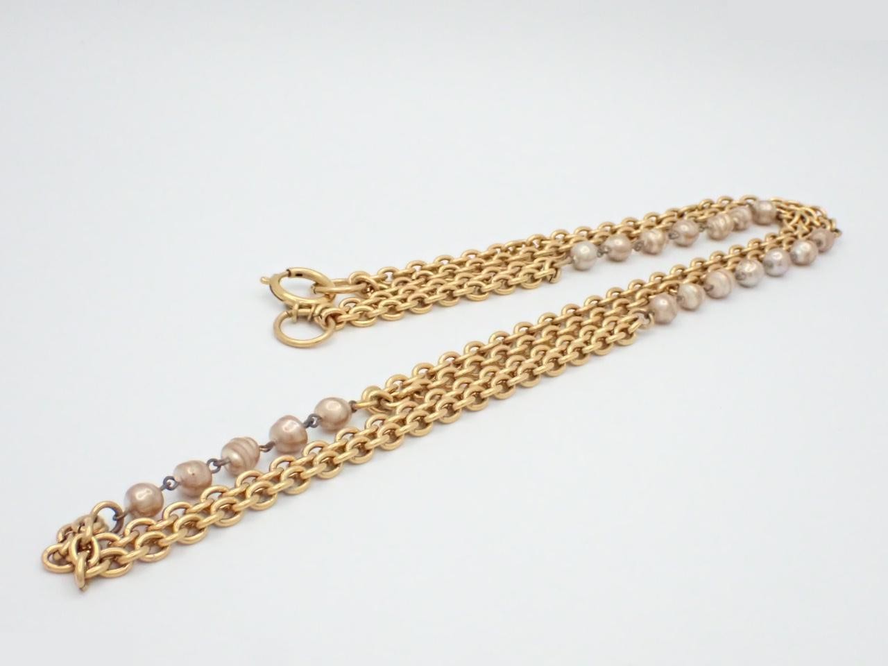 Pearl long double strand necklace, neck circumference approximately 100cm — view 3