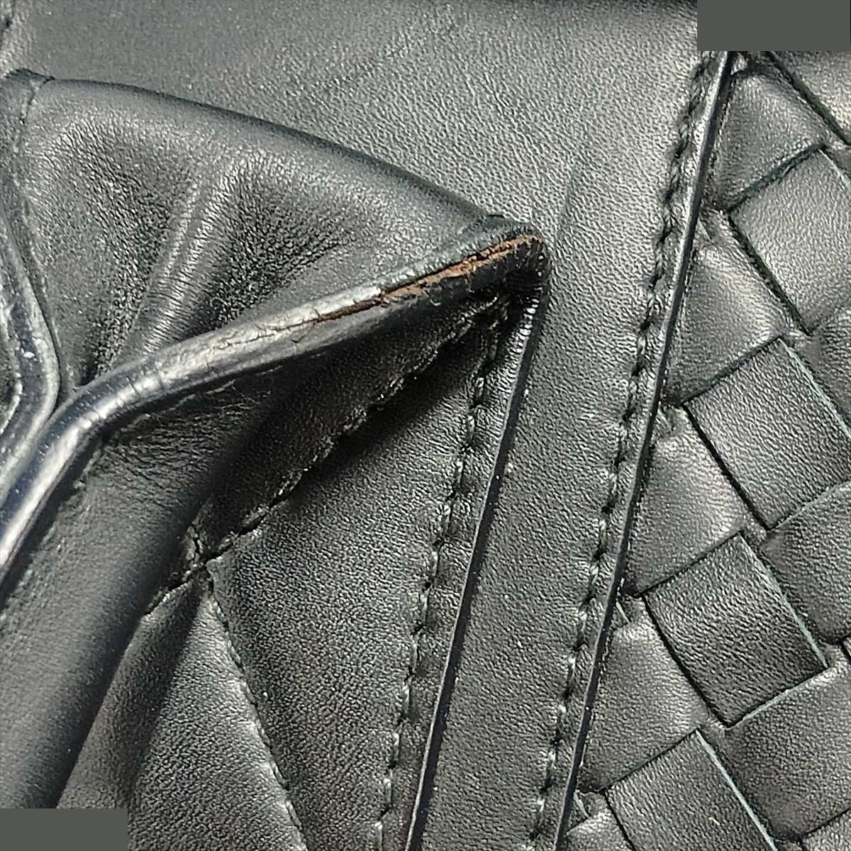Intrecciato Leather Boston Bag, Black, 129520 — view 12