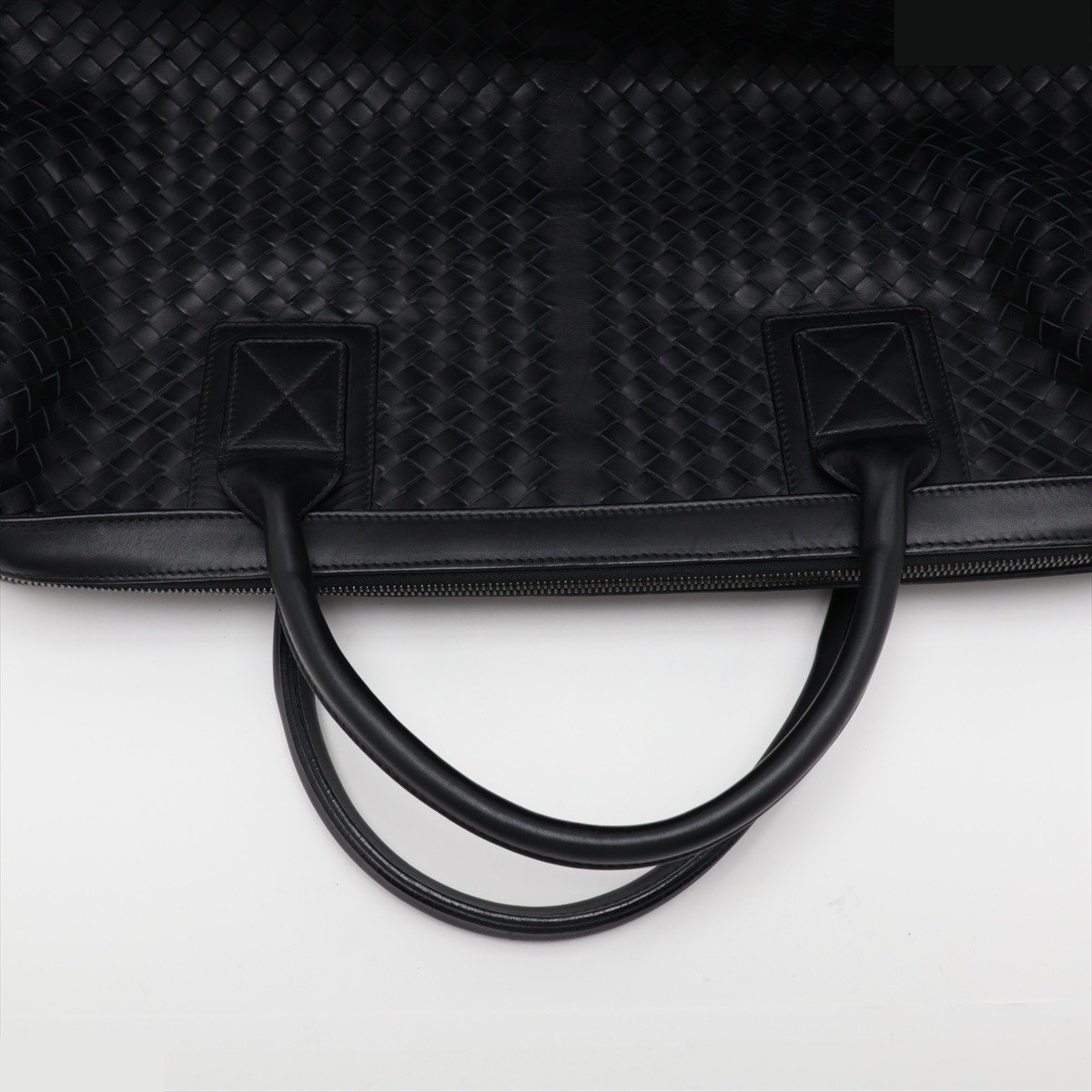Intrecciato Leather Boston Bag, Black, 129520 — view 5
