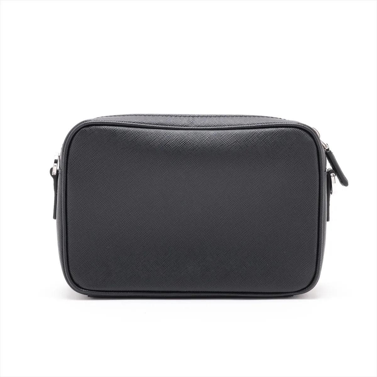Saffiano Leather Shoulder Bag, Black — view 2