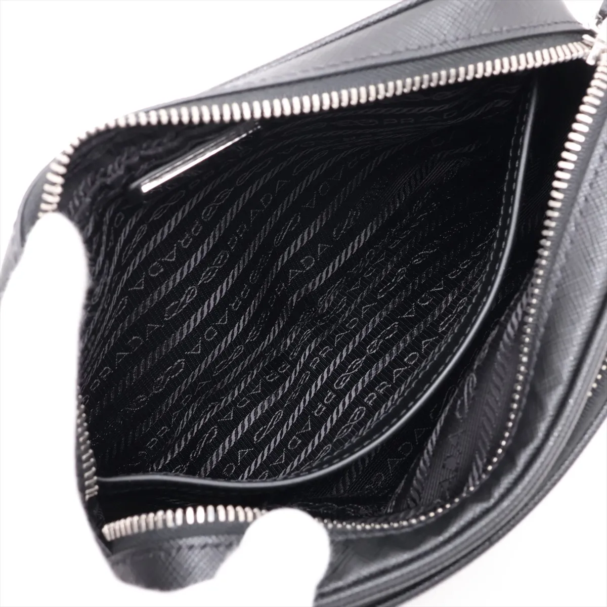 Saffiano Leather Shoulder Bag, Black — view 7