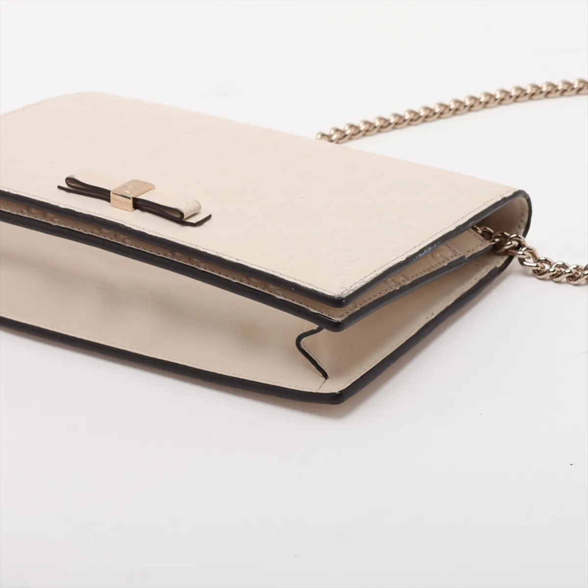 Guccissima Leather Chain Wallet White 431408 — view 3