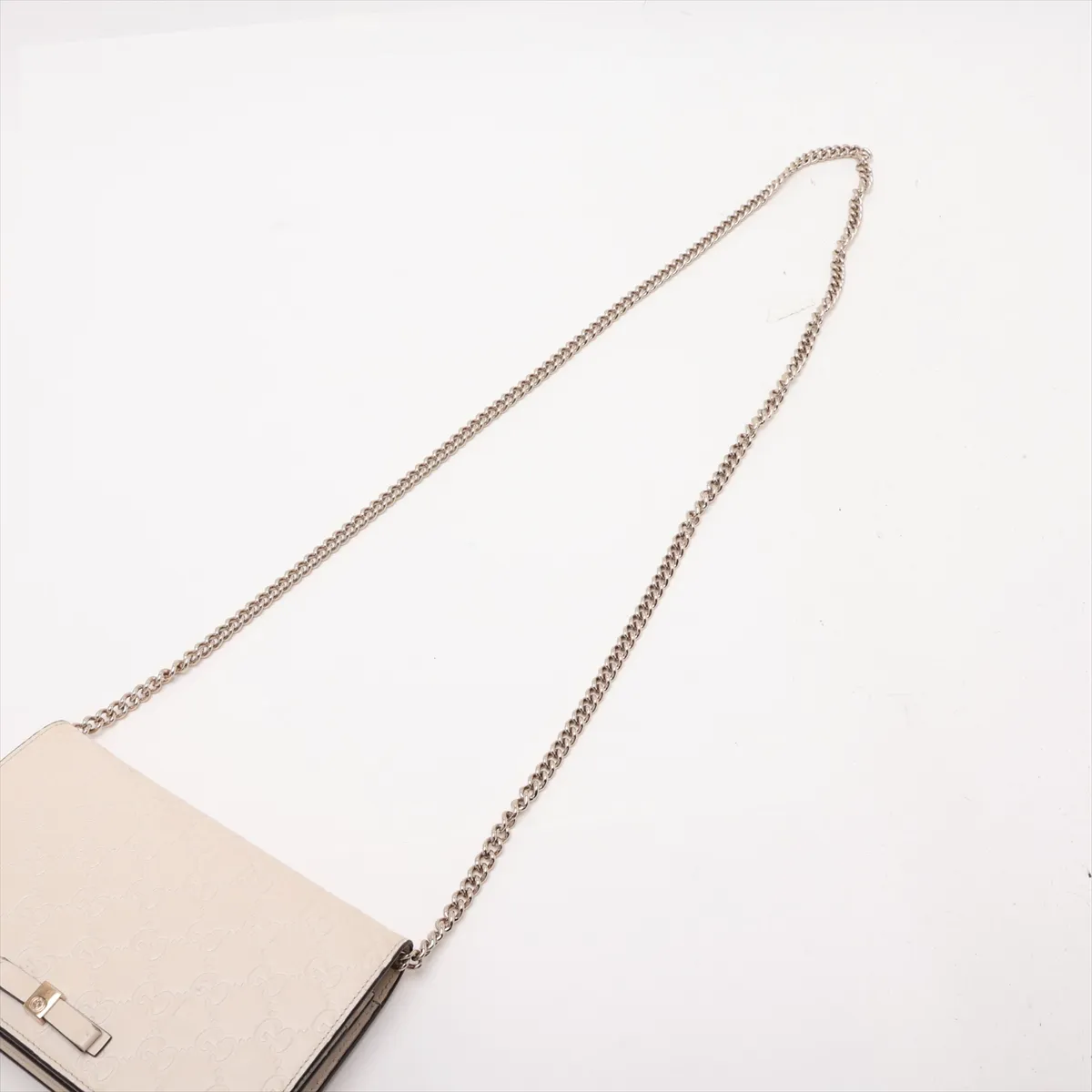 Guccissima Leather Chain Wallet White 431408 — view 5