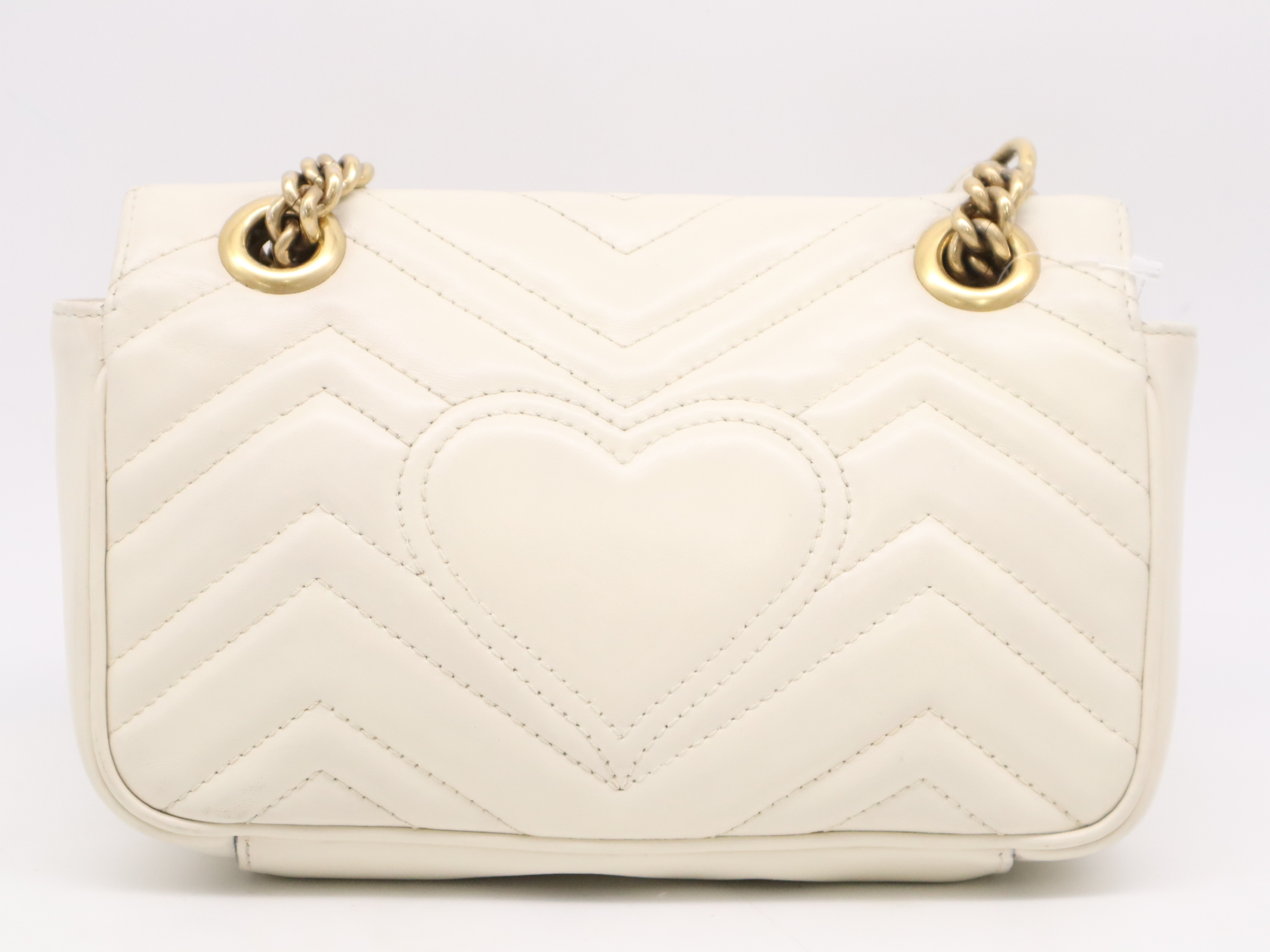 446744GG Marmont Small Shoulder Bag, Chain Shoulder Strap, Quilted, Beige, with Dust Bag — view 2