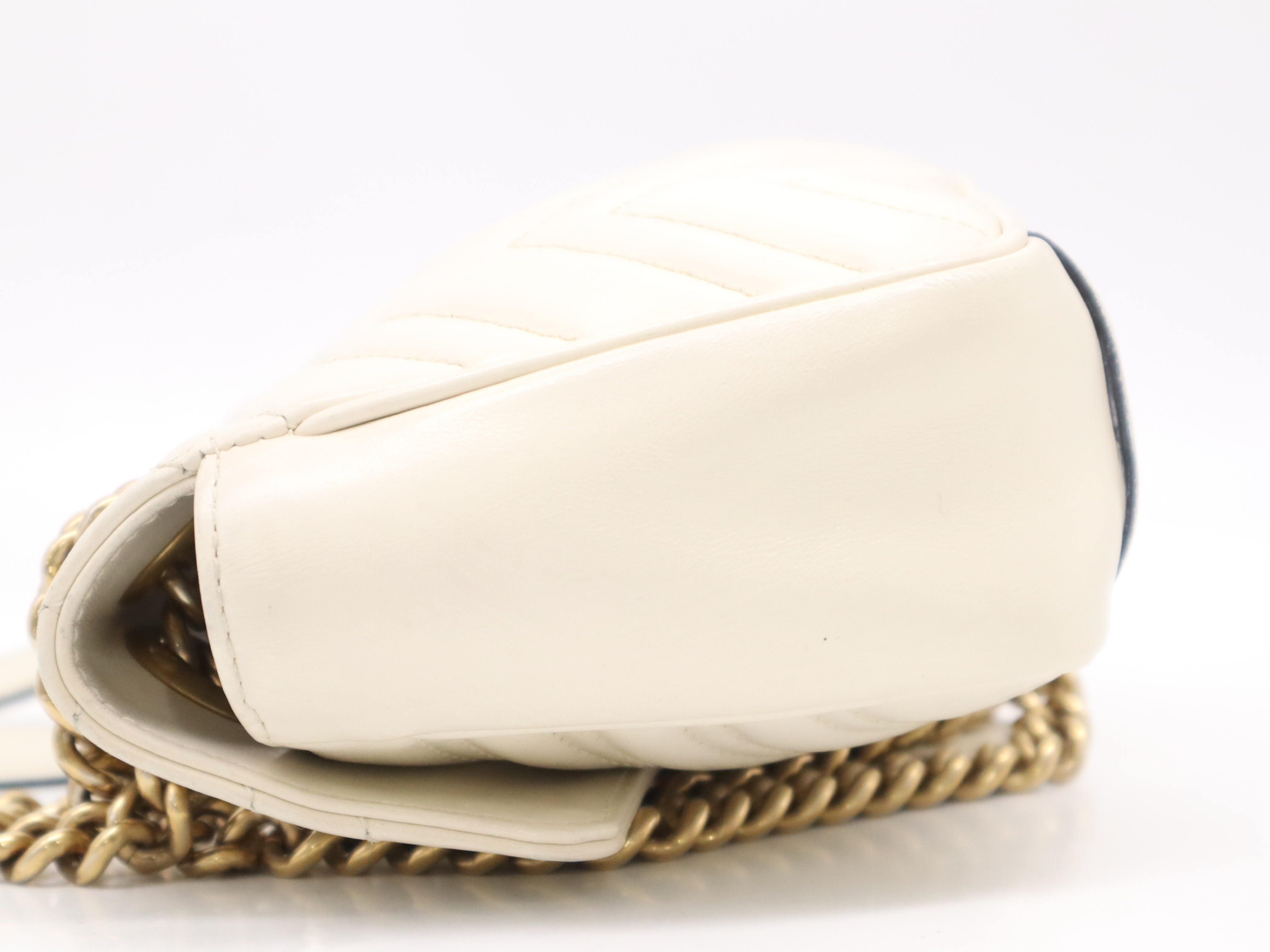 446744GG Marmont Small Shoulder Bag, Chain Shoulder Strap, Quilted, Beige, with Dust Bag — view 3