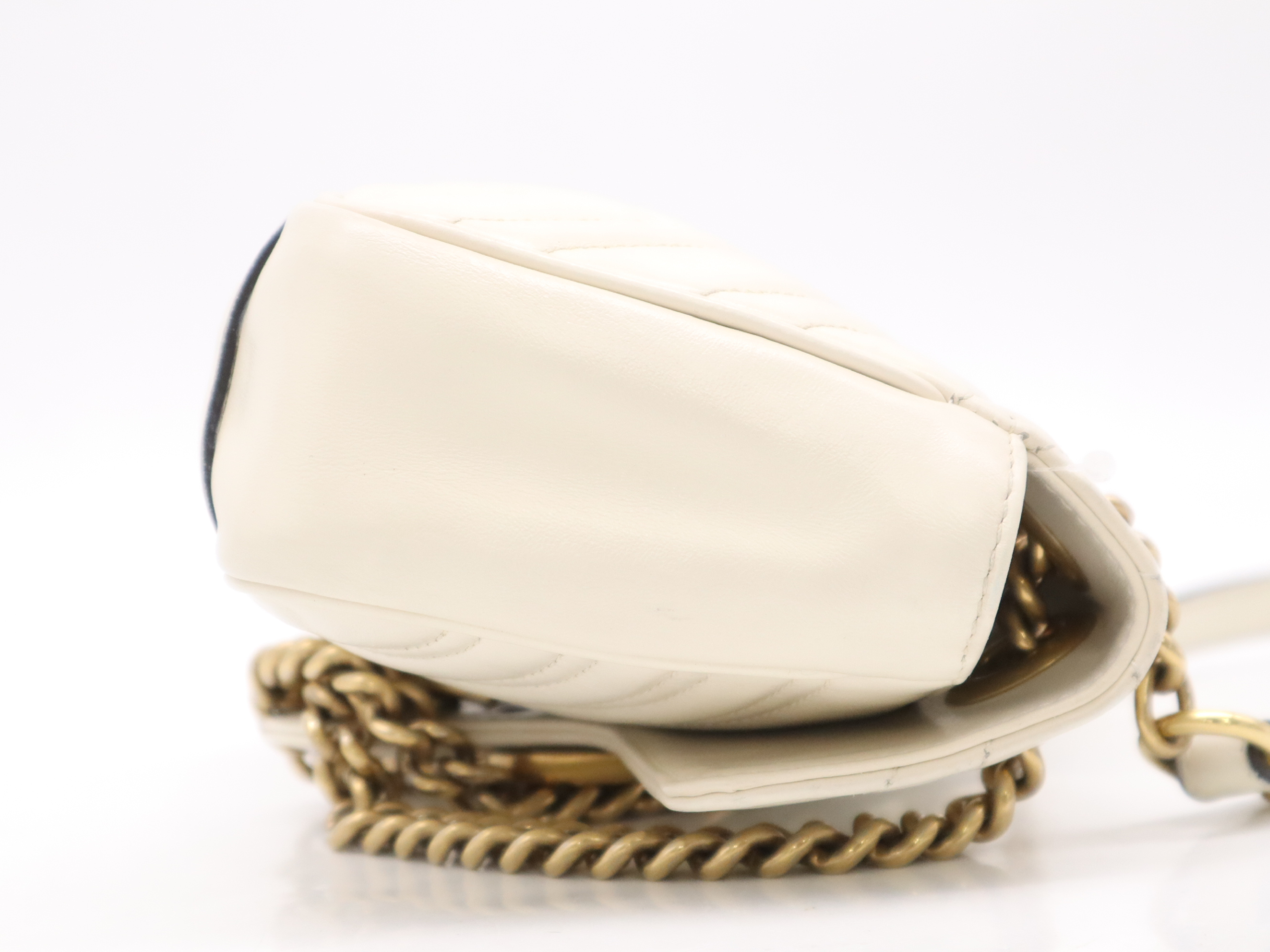 446744GG Marmont Small Shoulder Bag, Chain Shoulder Strap, Quilted, Beige, with Dust Bag — view 5
