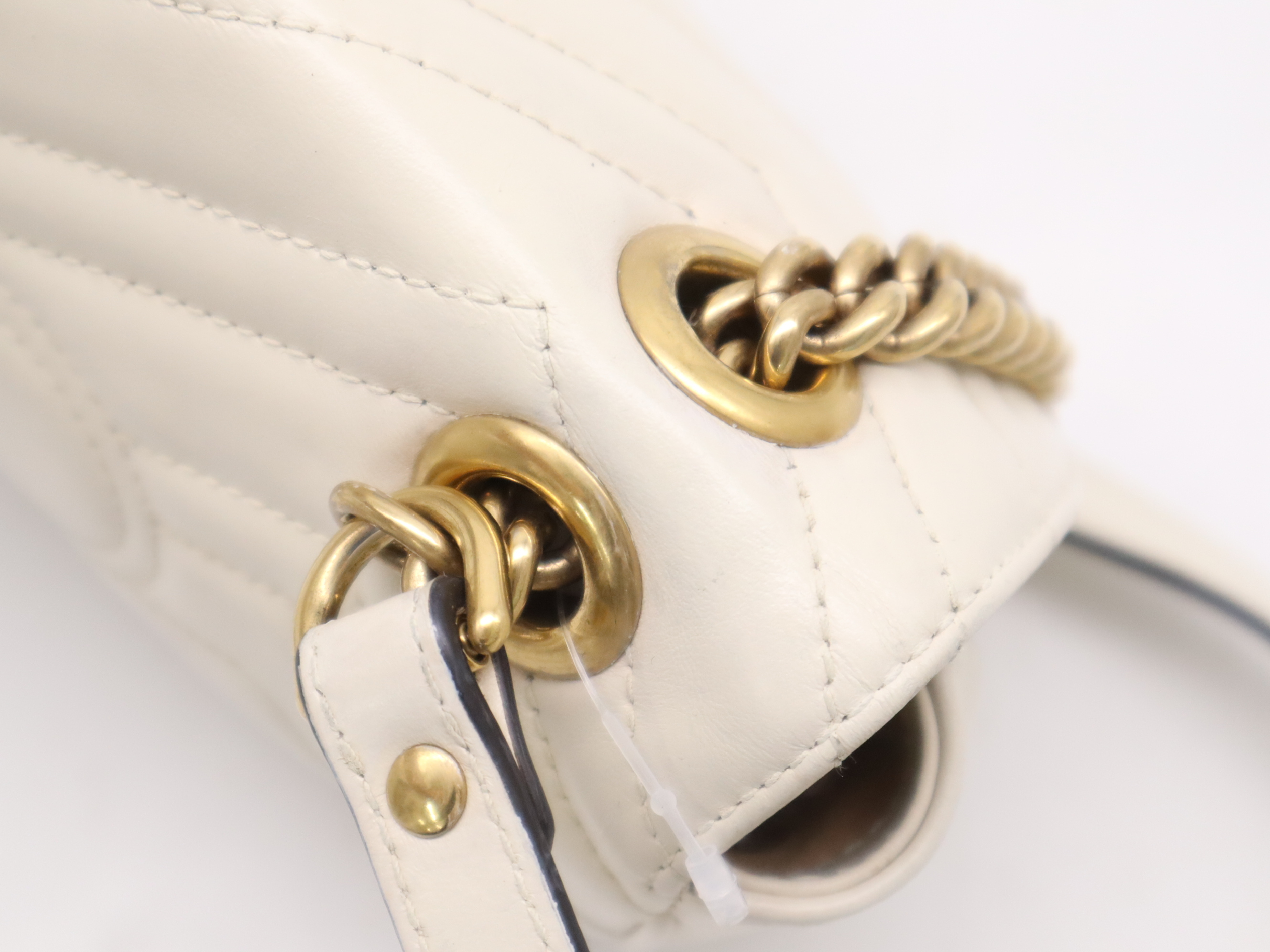 446744GG Marmont Small Shoulder Bag, Chain Shoulder Strap, Quilted, Beige, with Dust Bag — view 7