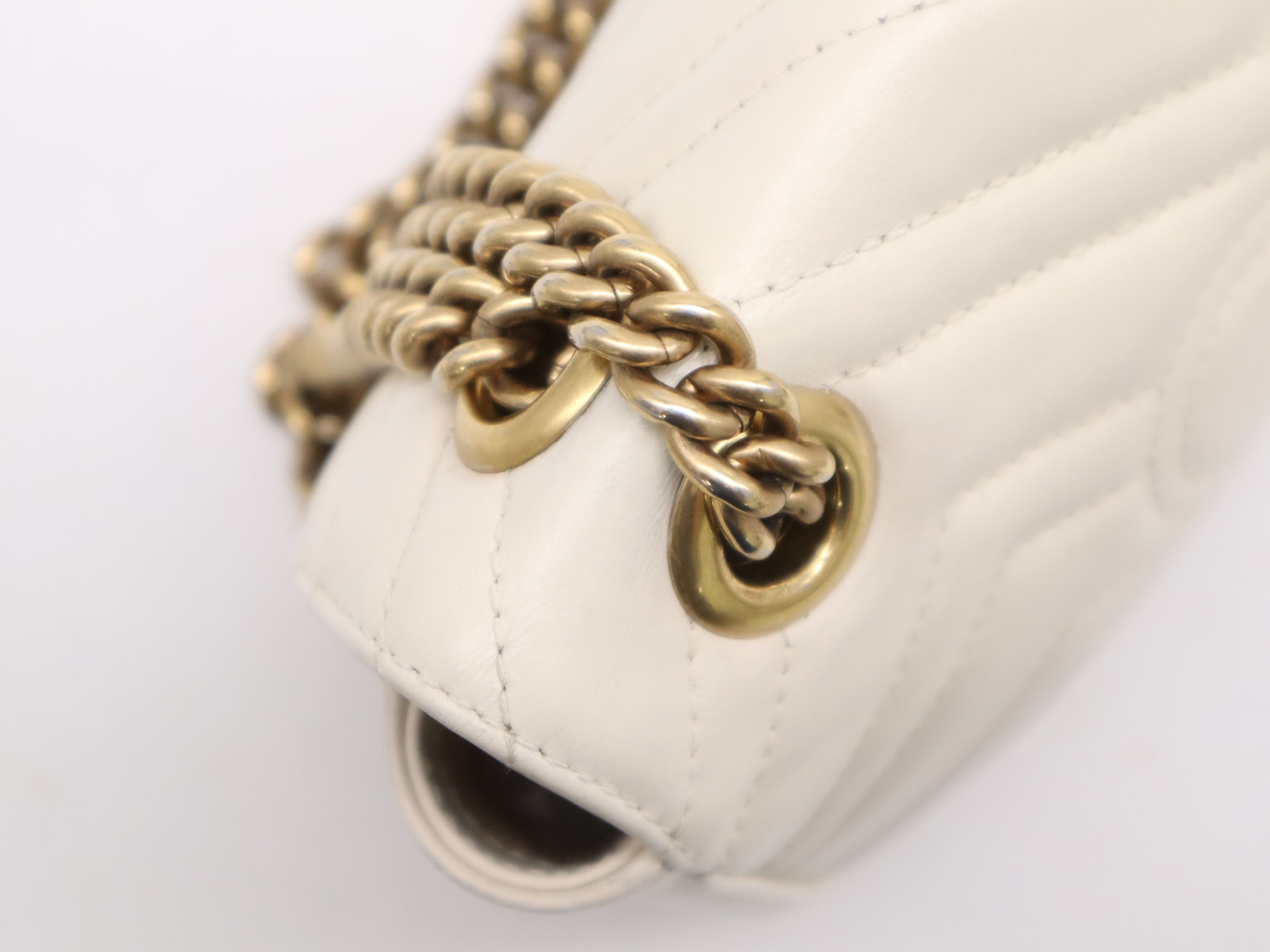 446744GG Marmont Small Shoulder Bag, Chain Shoulder Strap, Quilted, Beige, with Dust Bag — view 8