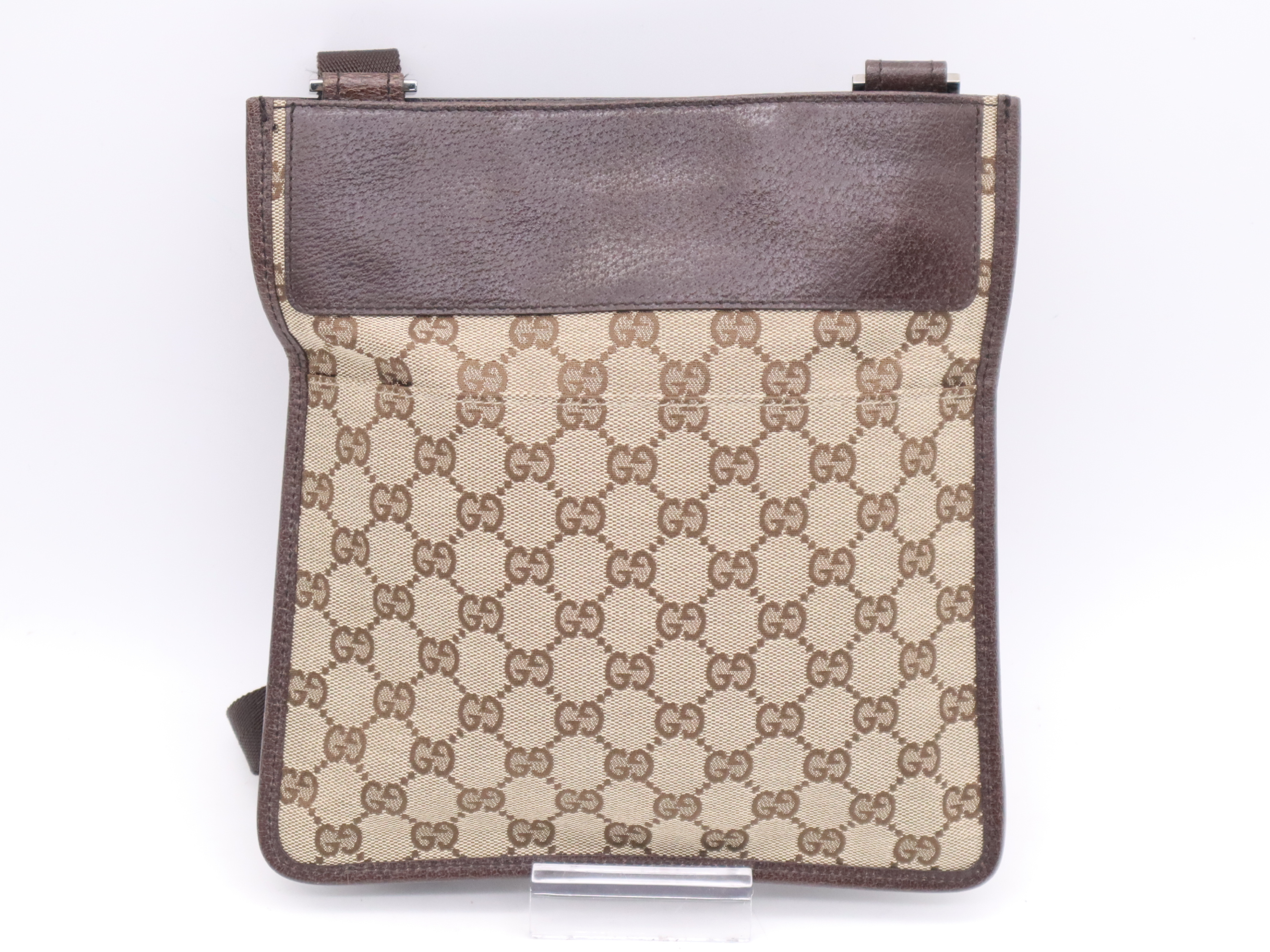 27639GG Canvas Messenger Bag Beige Brown Shoulder Bag — view 2