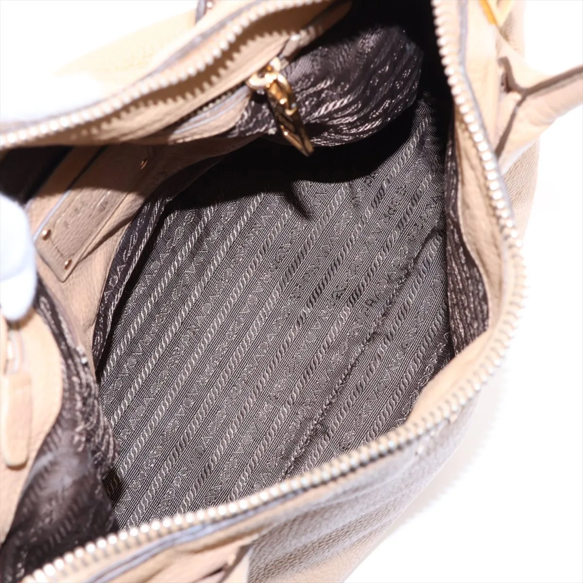 Vitello Daino Leather 2-Way Handbag, Brown — view 8