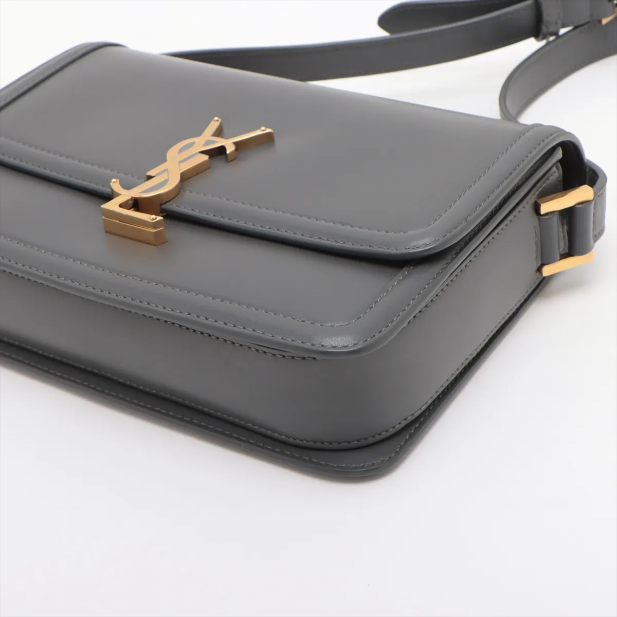 Solferino Leather Shoulder Bag, Gray, 634306 — view 3