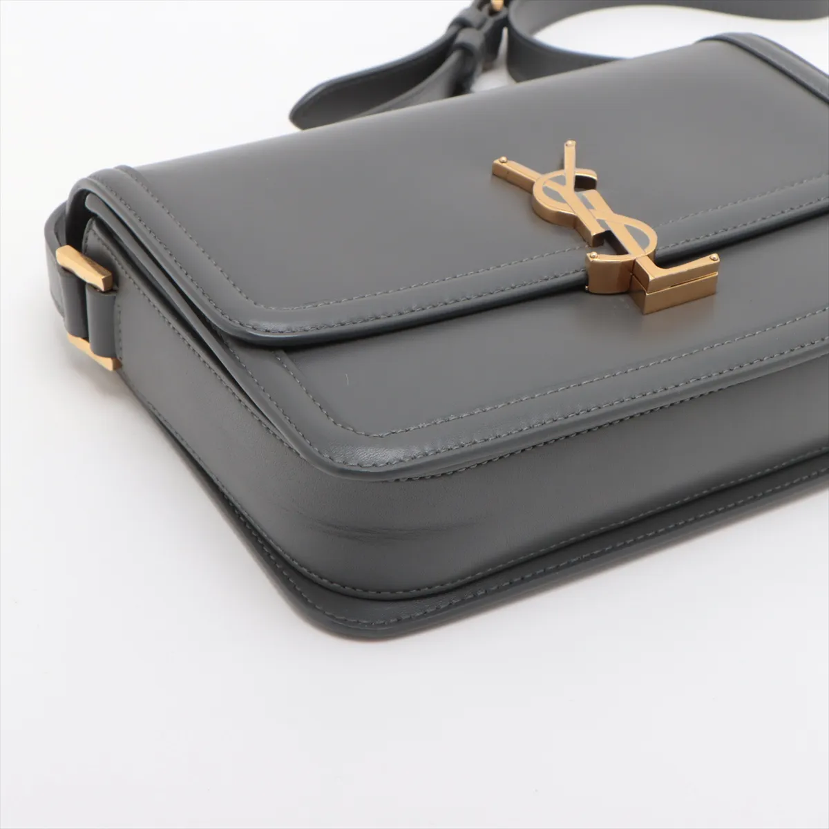 Solferino Leather Shoulder Bag, Gray, 634306 — view 4
