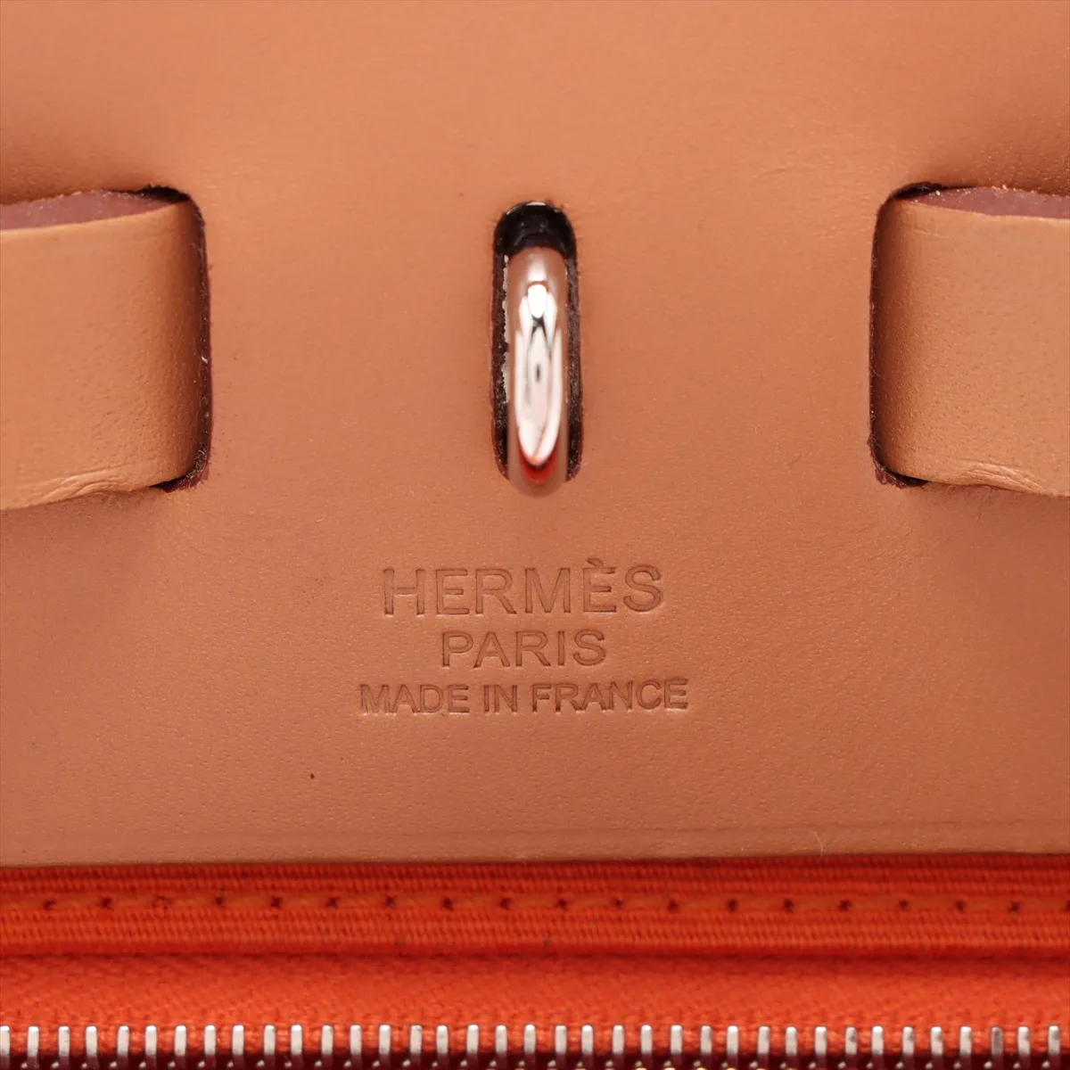 Herbag Zip PM Toile Officier x Vache Hunter Orange x Brown Silver Hardware P:2012 — view 11